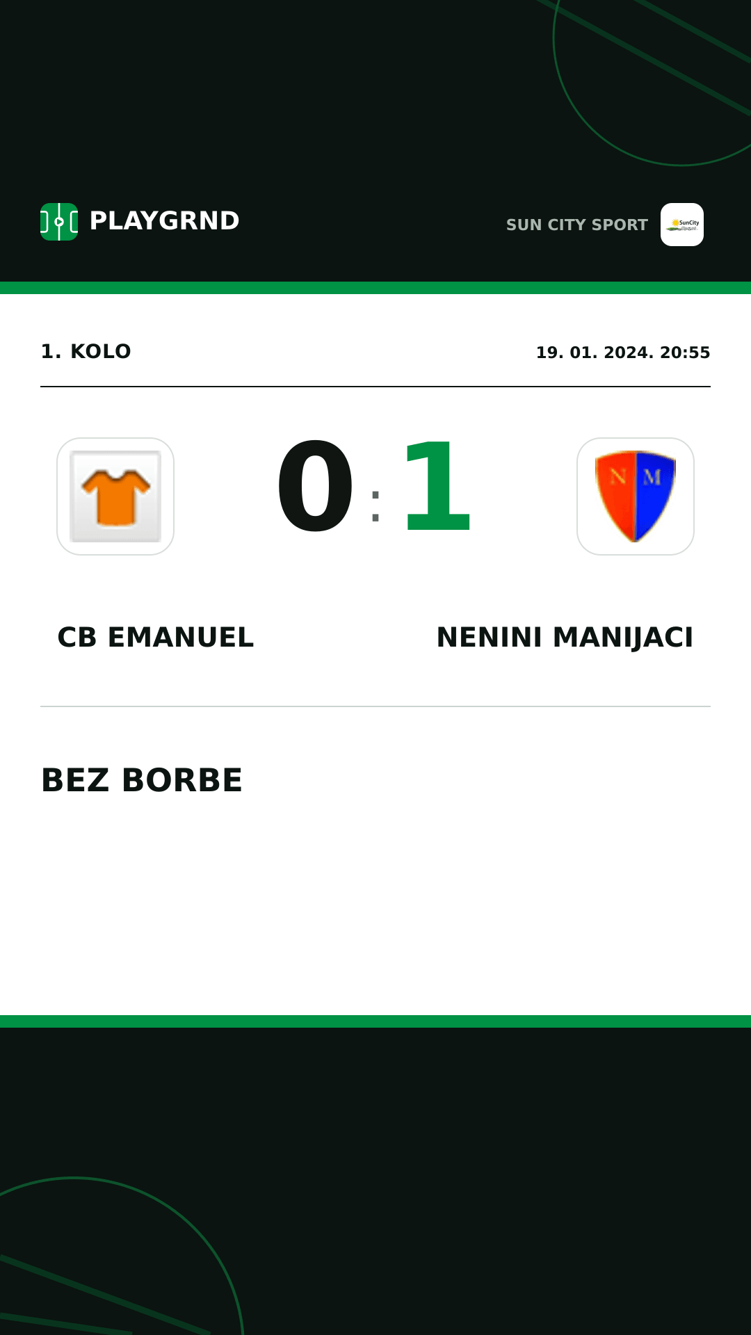 Instagram slika: CB Emanuel 0:1 Nenini Manijaci