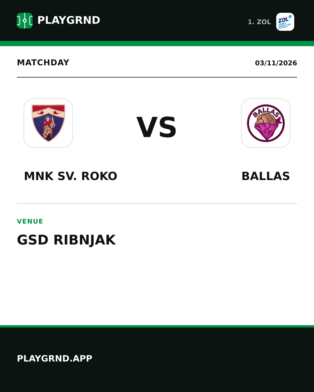 Instagram artwork: MNK Sv. Roko vs Ballas