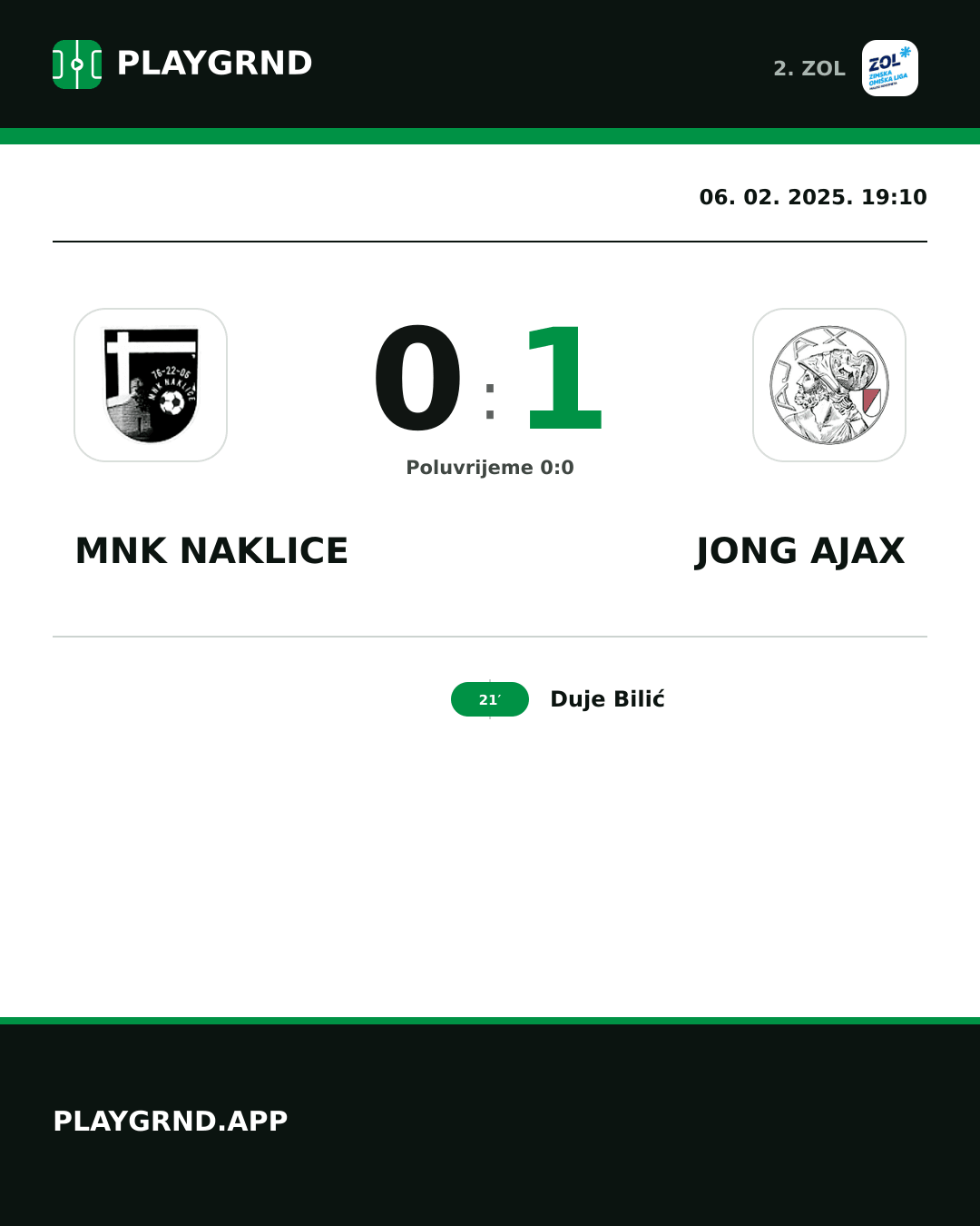 Instagram slika: MNK Naklice 0:1 Jong Ajax
