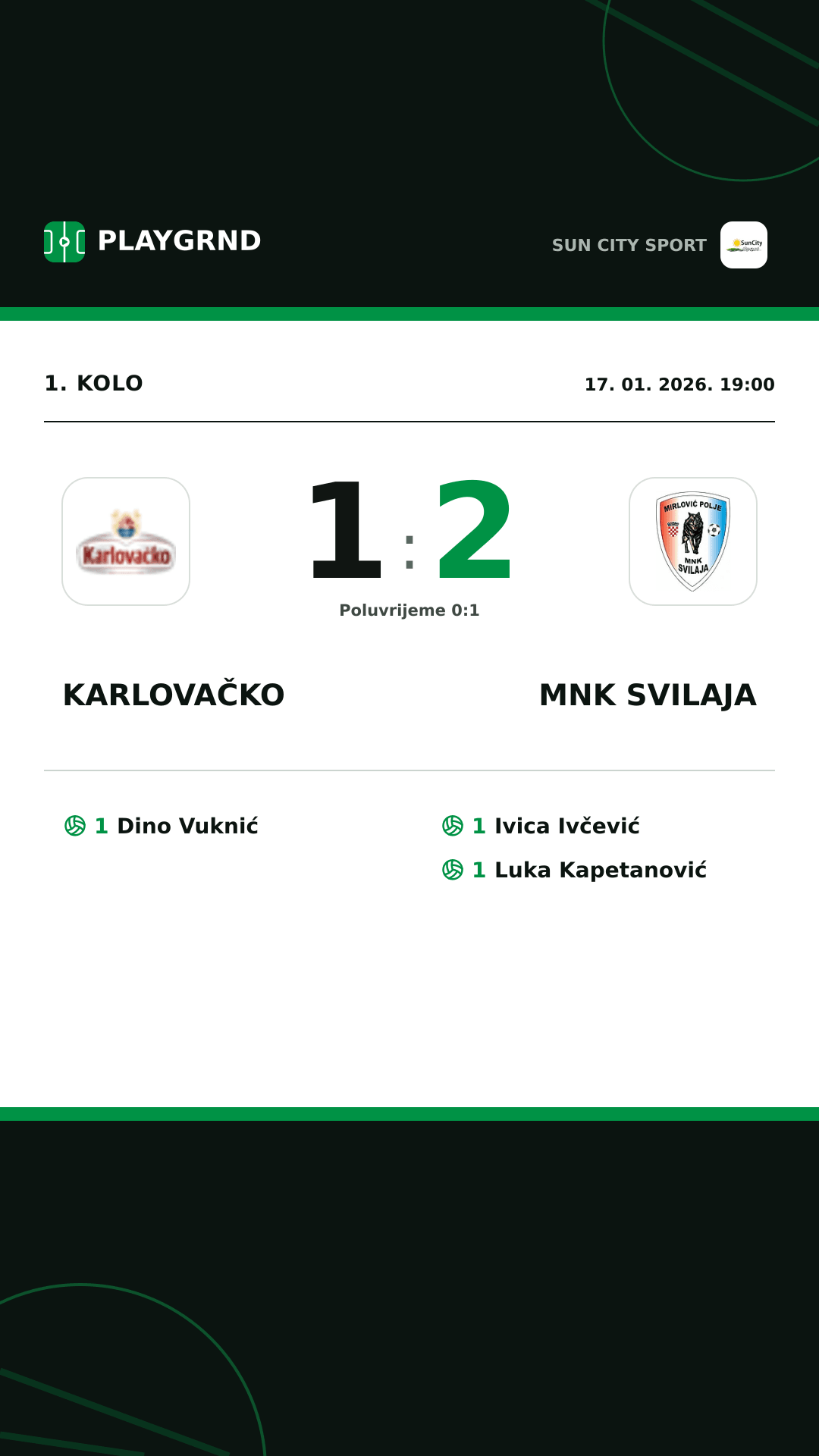 Instagram slika: Karlovačko 1:2 MNK Svilaja