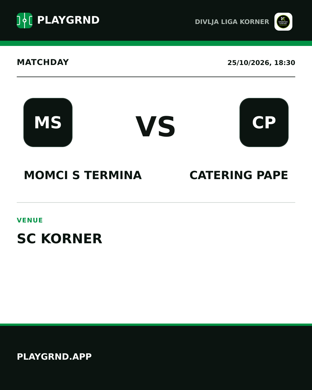 Instagram artwork: Momci s termina vs Catering Pape