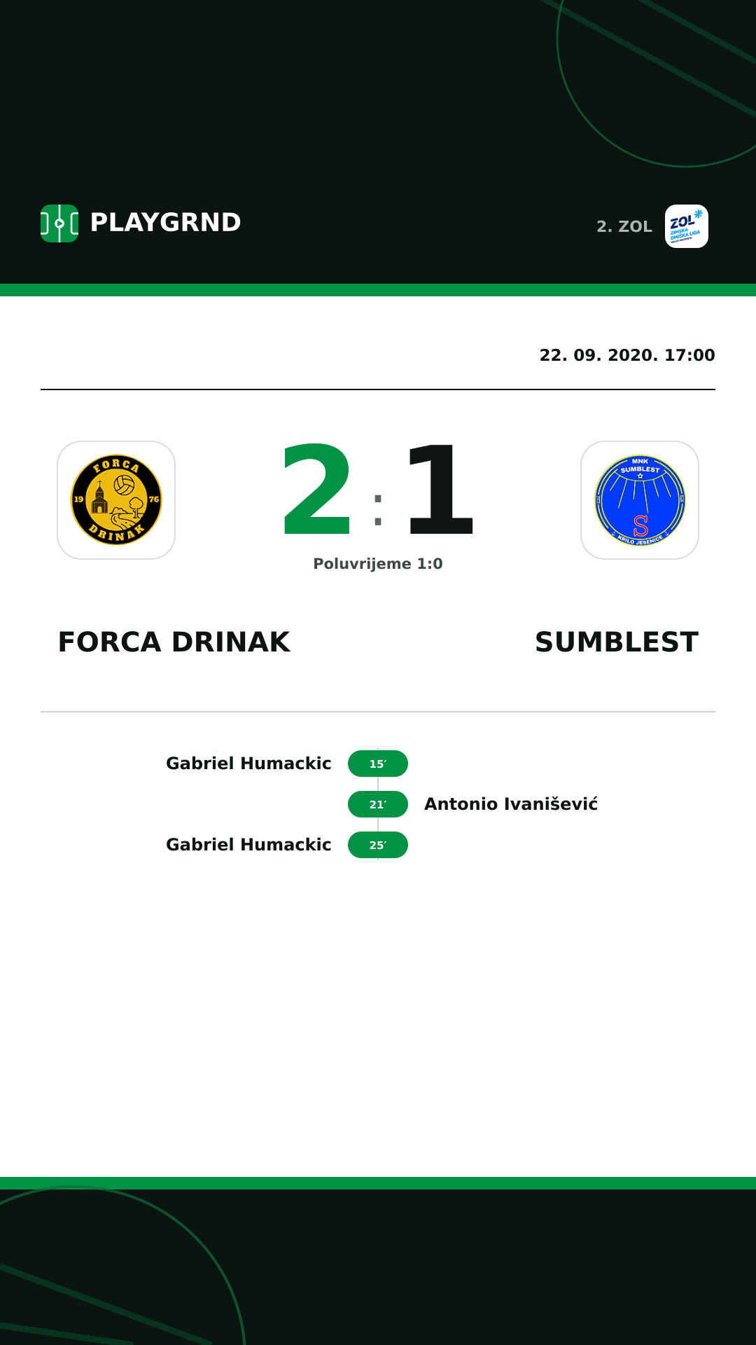 Instagram slika: Forca Drinak 2:1 Sumblest