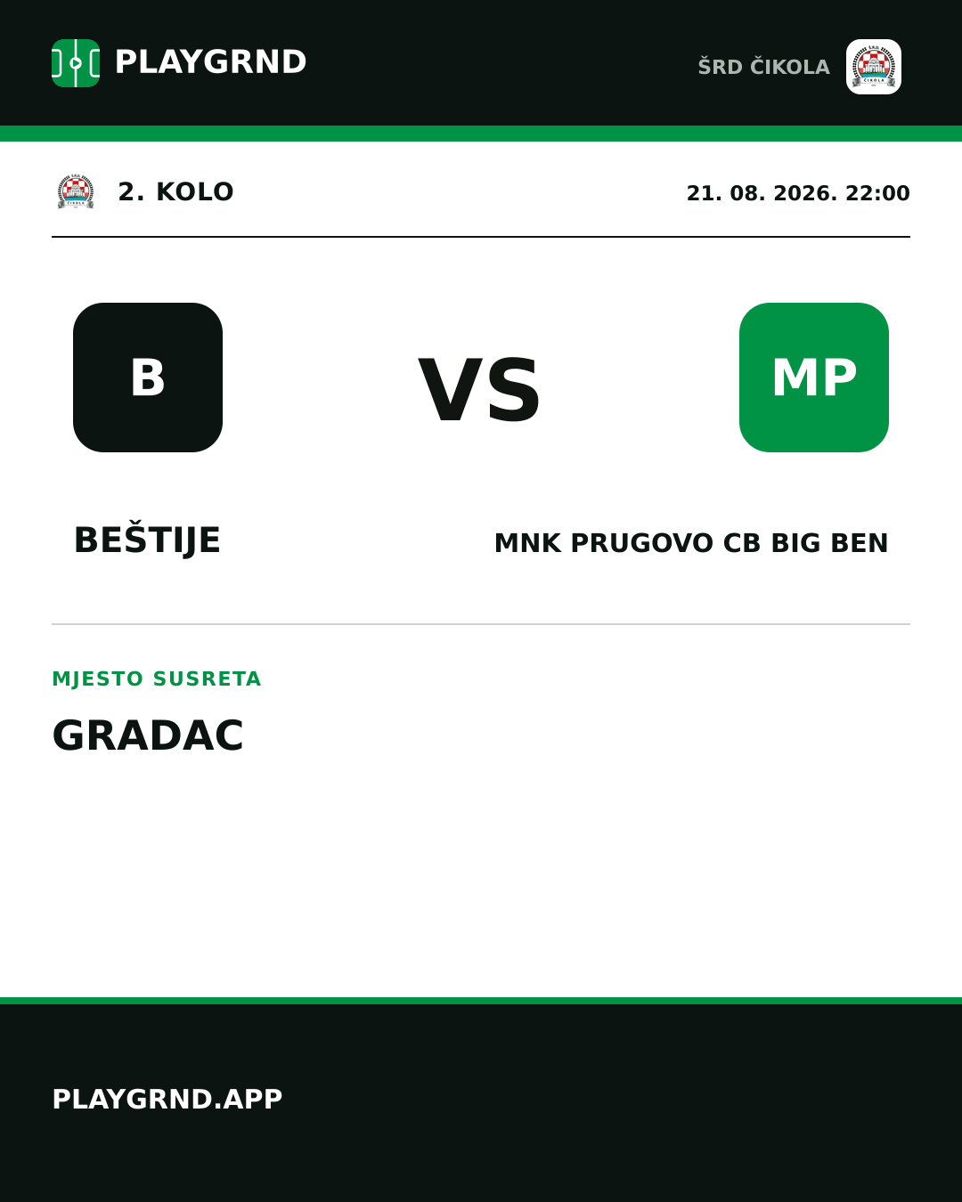 Instagram slika: Beštije vs MNK Prugovo CB Big Ben