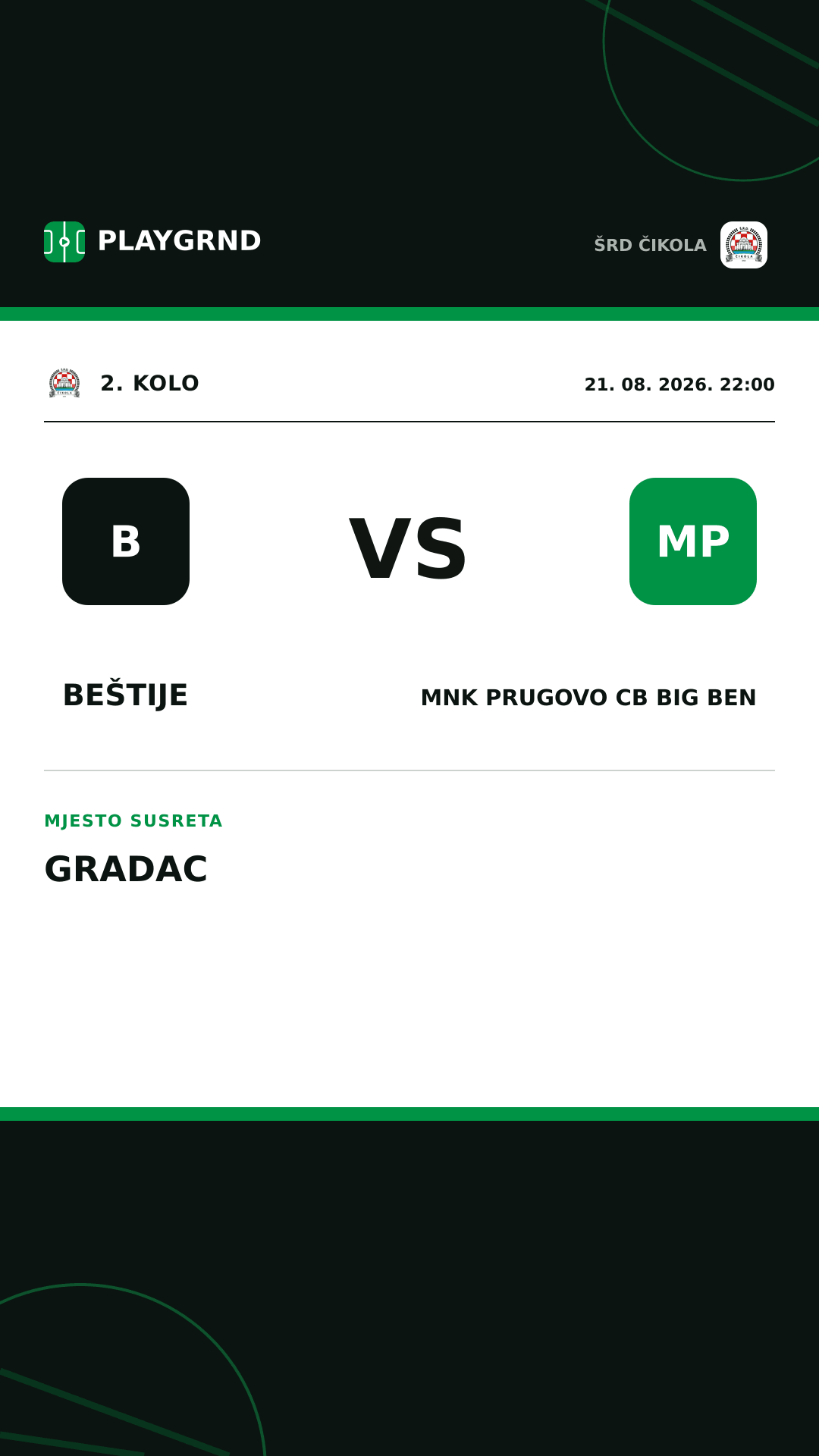 Instagram slika: Beštije vs MNK Prugovo CB Big Ben