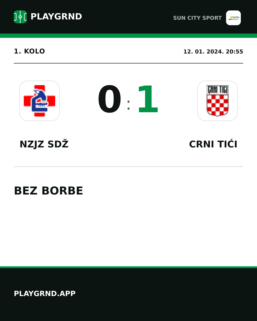 Instagram slika: Nzjz Sdž 0:1 Crni Tići