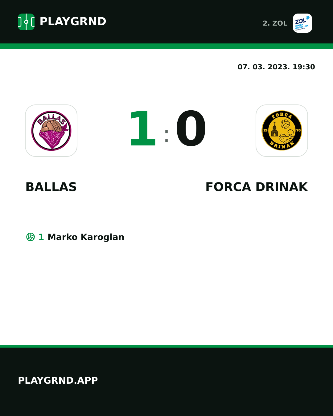 Instagram slika: Ballas 1:0 Forca Drinak