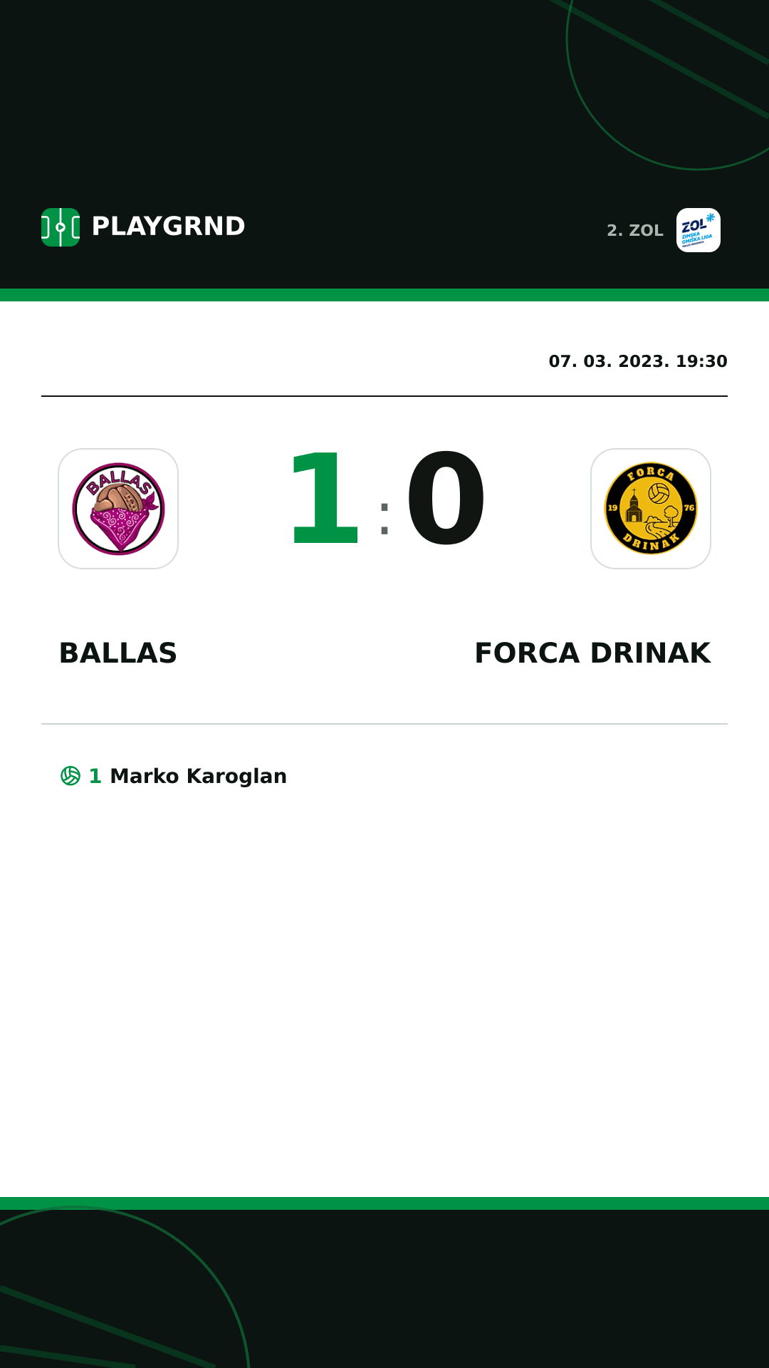 Instagram slika: Ballas 1:0 Forca Drinak