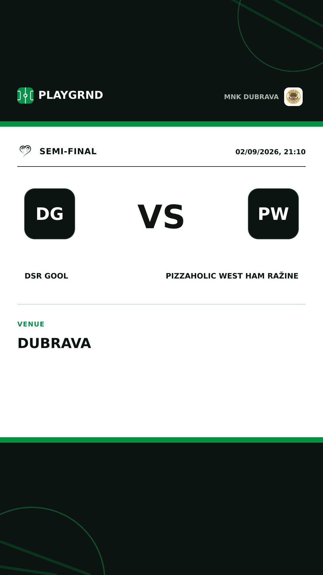 Instagram artwork: DSR Gool vs Pizzaholic West ham Ražine