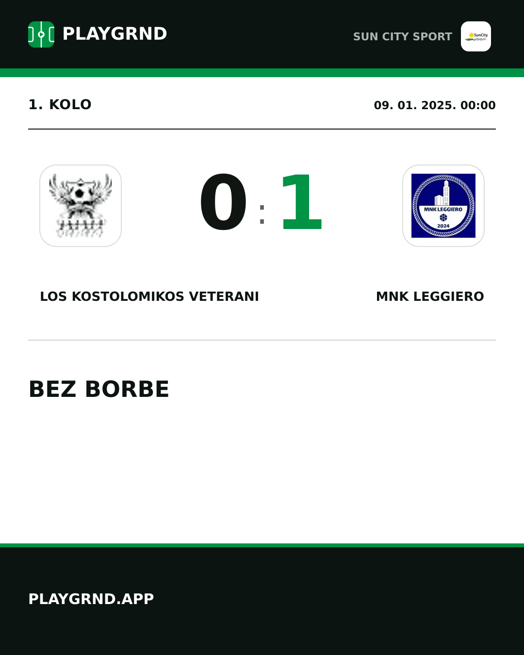 Instagram slika: Los Kostolomikos Veterani 0:1 MNK Leggiero