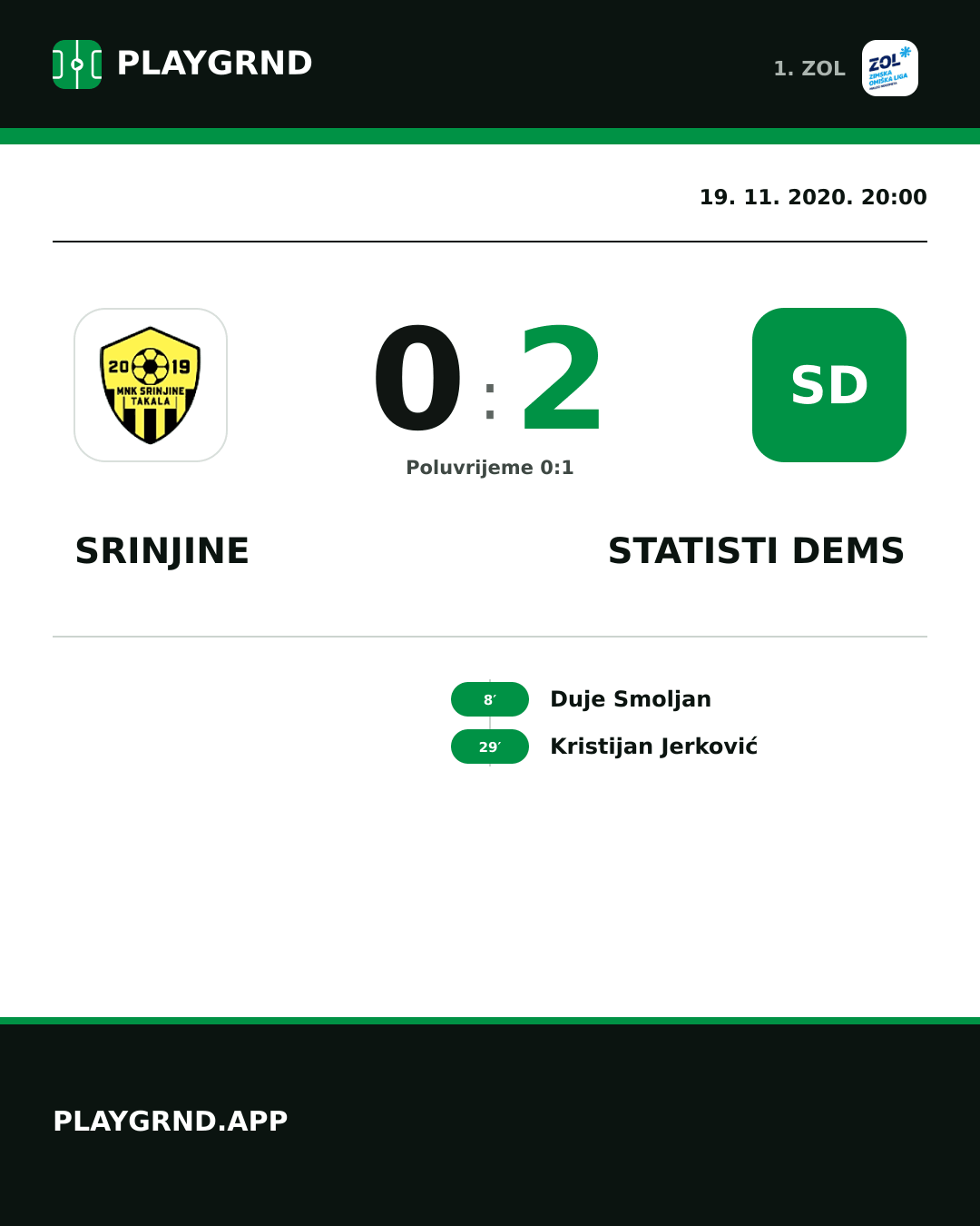 Instagram slika: Srinjine 0:2 STatisti DEMS