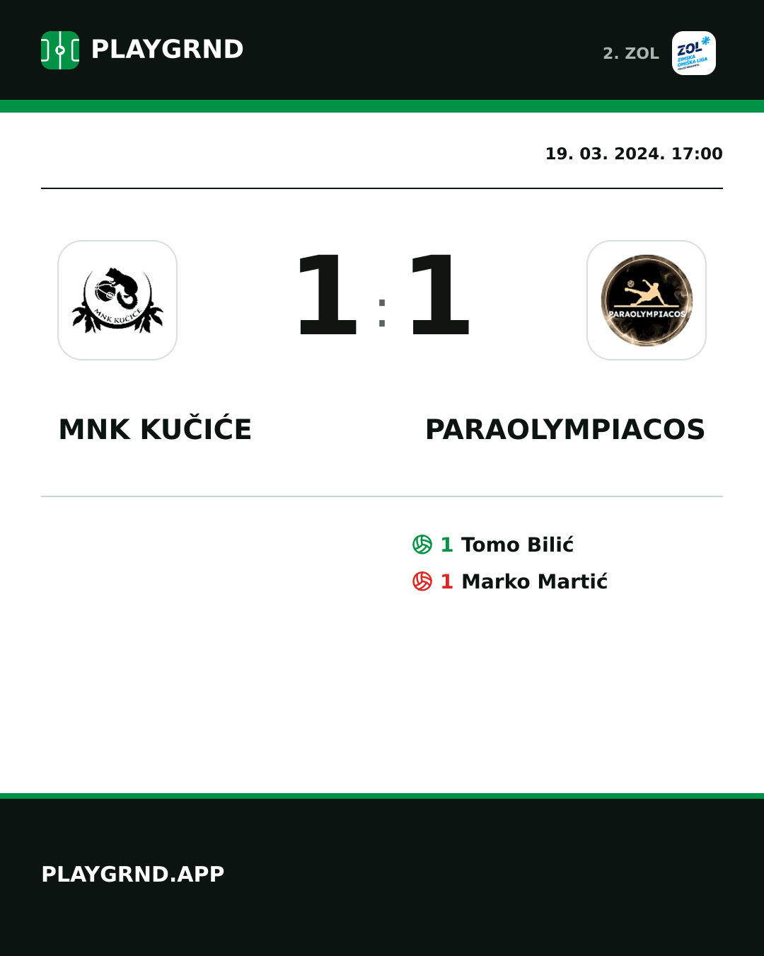 Instagram slika: MNK Kučiće 1:1 Paraolympiacos