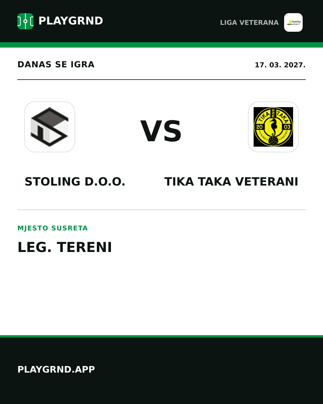 Instagram slika: Stoling D.O.O. vs Tika Taka Veterani