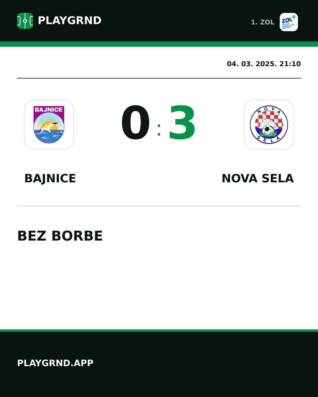 Instagram slika: Bajnice 0:3 Nova Sela