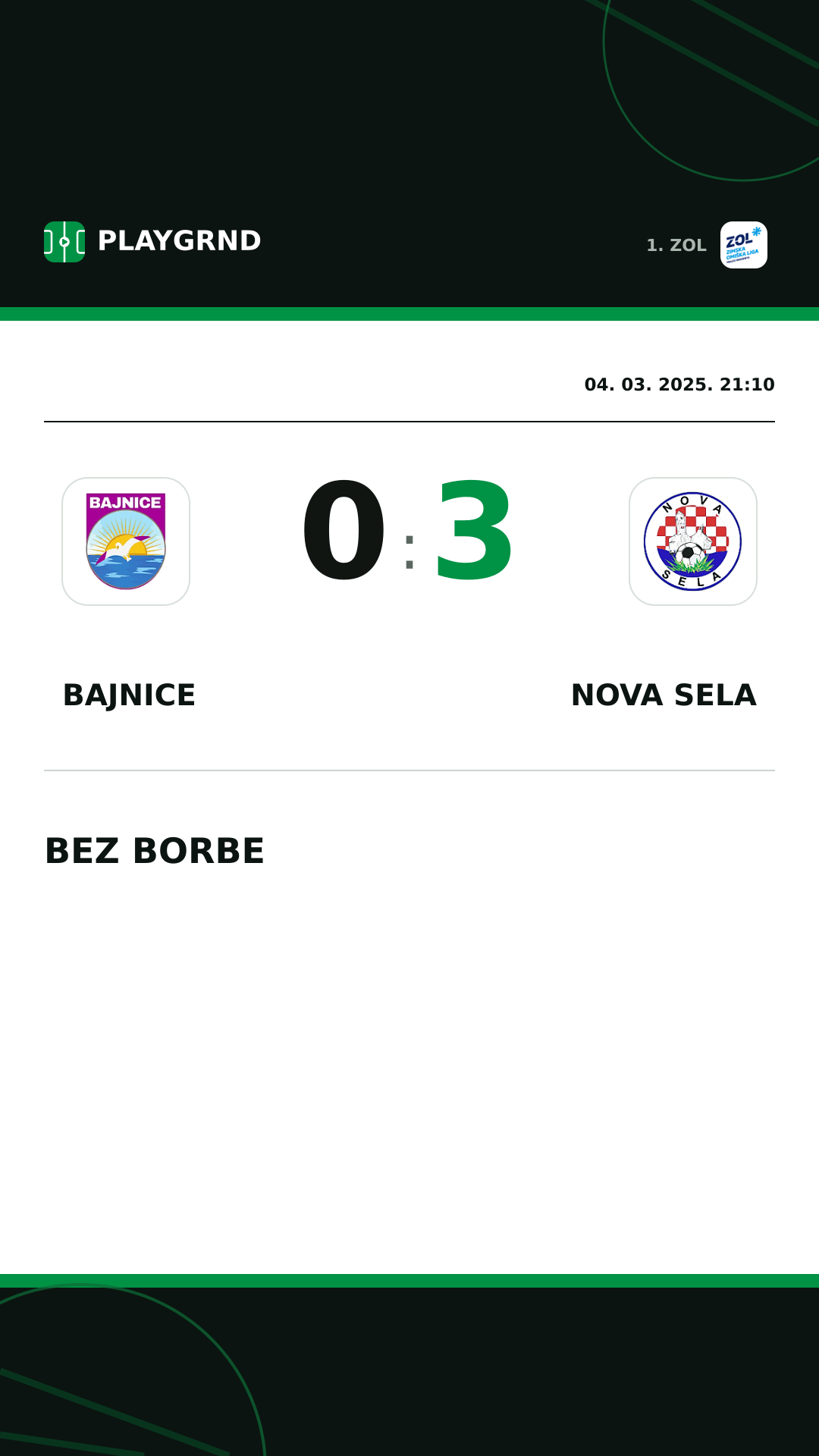 Instagram slika: Bajnice 0:3 Nova Sela
