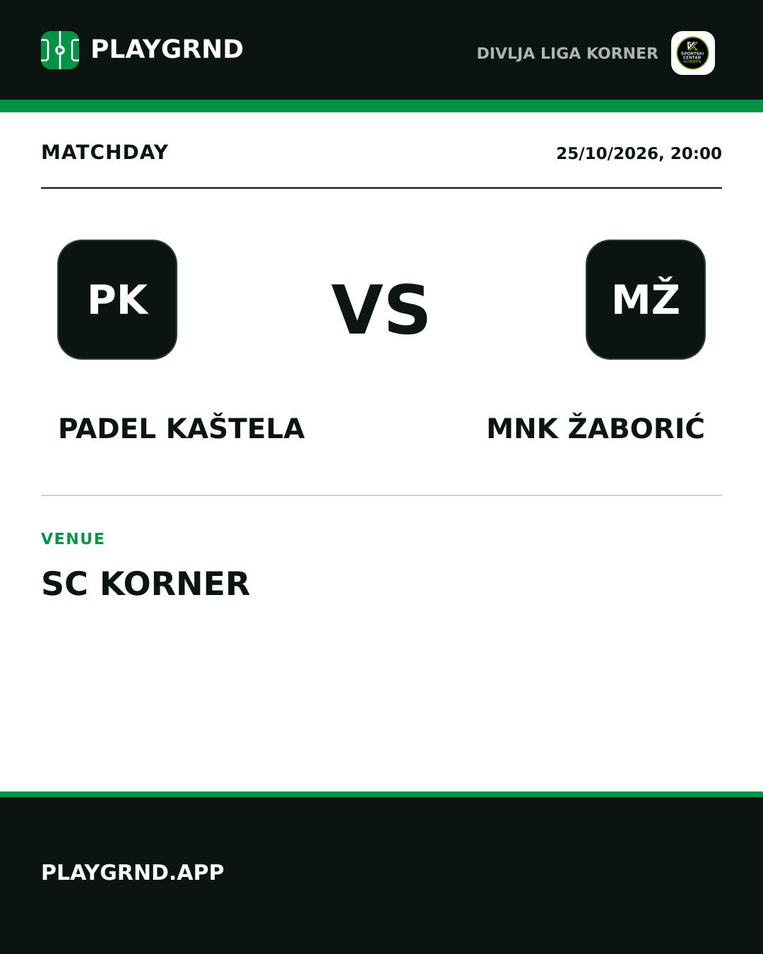 Instagram artwork: Padel Kaštela vs MNK Žaborić