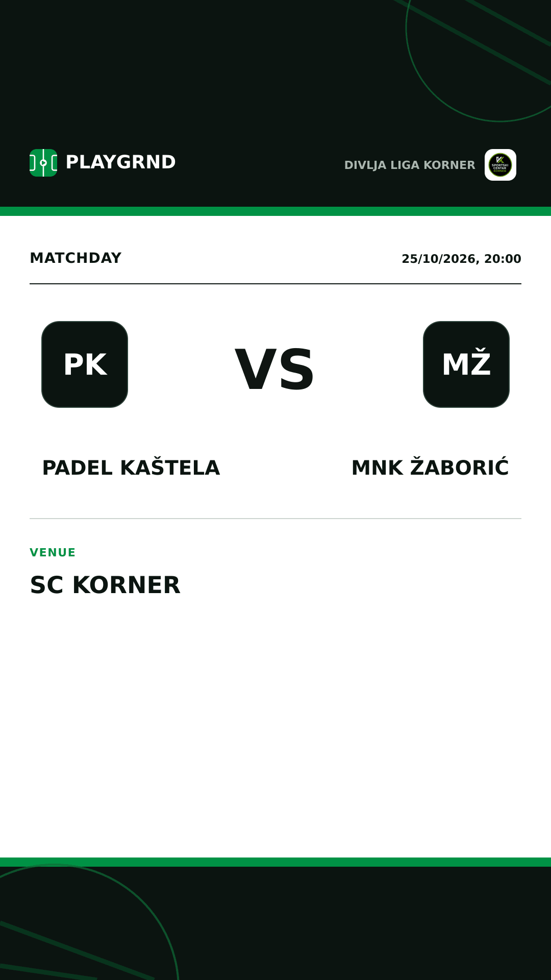 Instagram artwork: Padel Kaštela vs MNK Žaborić