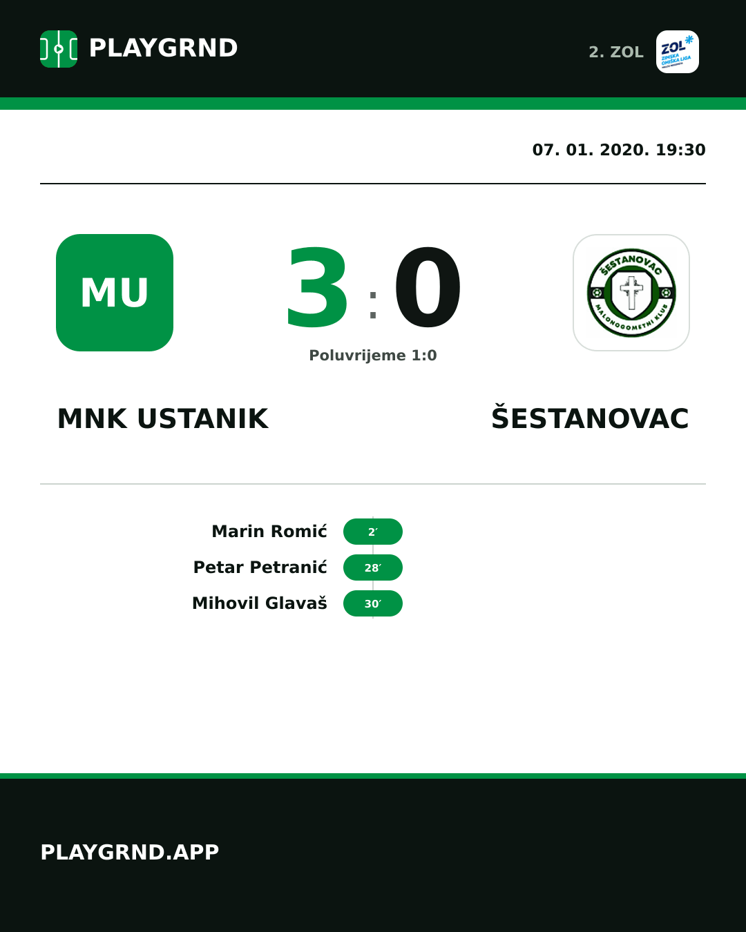 Instagram slika: MNK Ustanik 3:0 Šestanovac