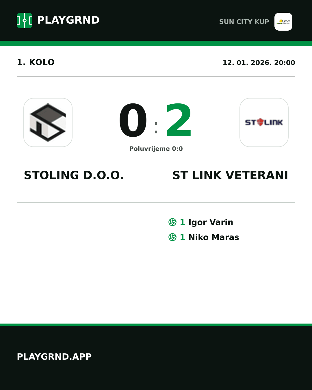 Instagram slika: Stoling D.O.O. 0:2 ST Link Veterani
