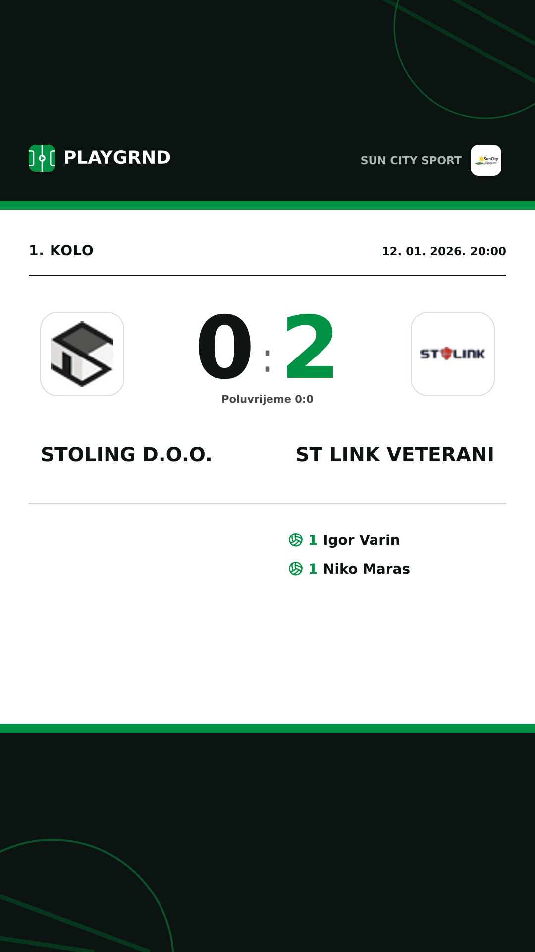 Instagram slika: Stoling D.O.O. 0:2 ST Link Veterani