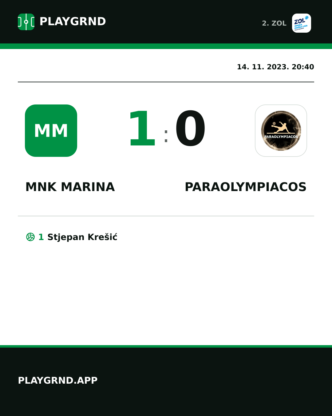 Instagram slika: MNK Marina 1:0 Paraolympiacos