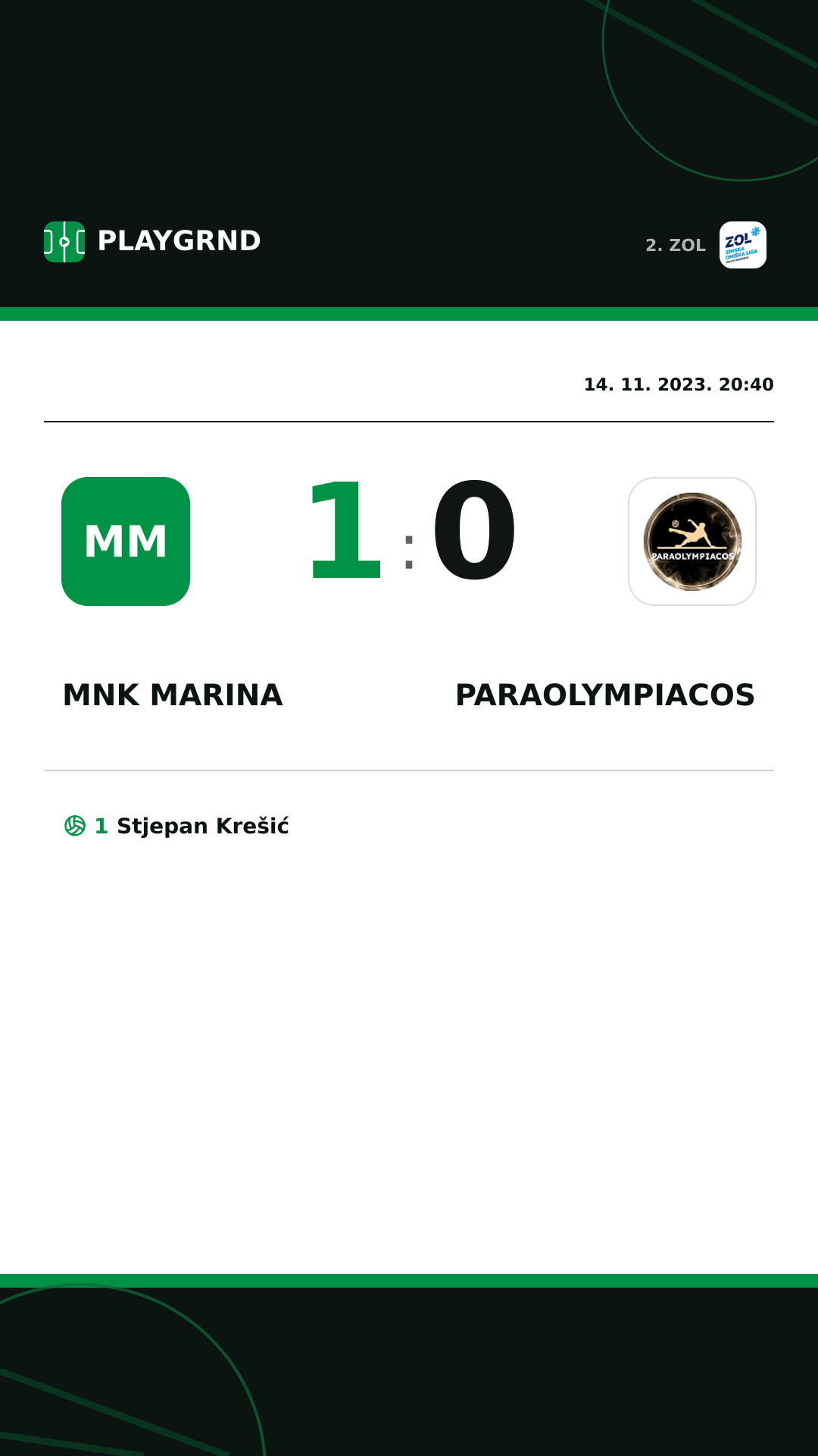 Instagram slika: MNK Marina 1:0 Paraolympiacos