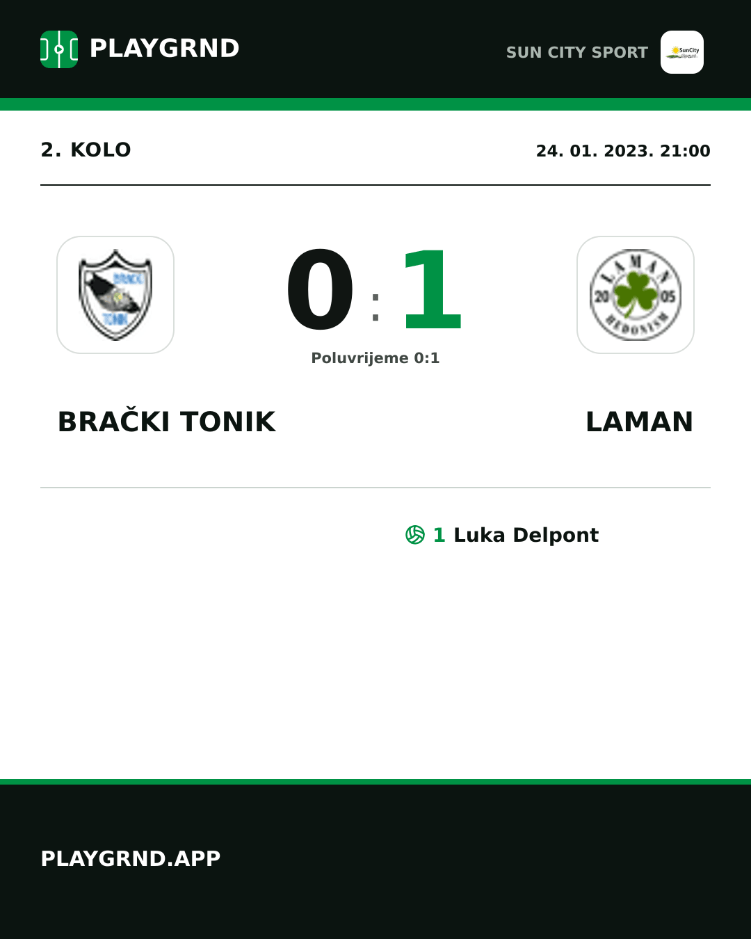 Instagram slika: Brački Tonik 0:1 Laman