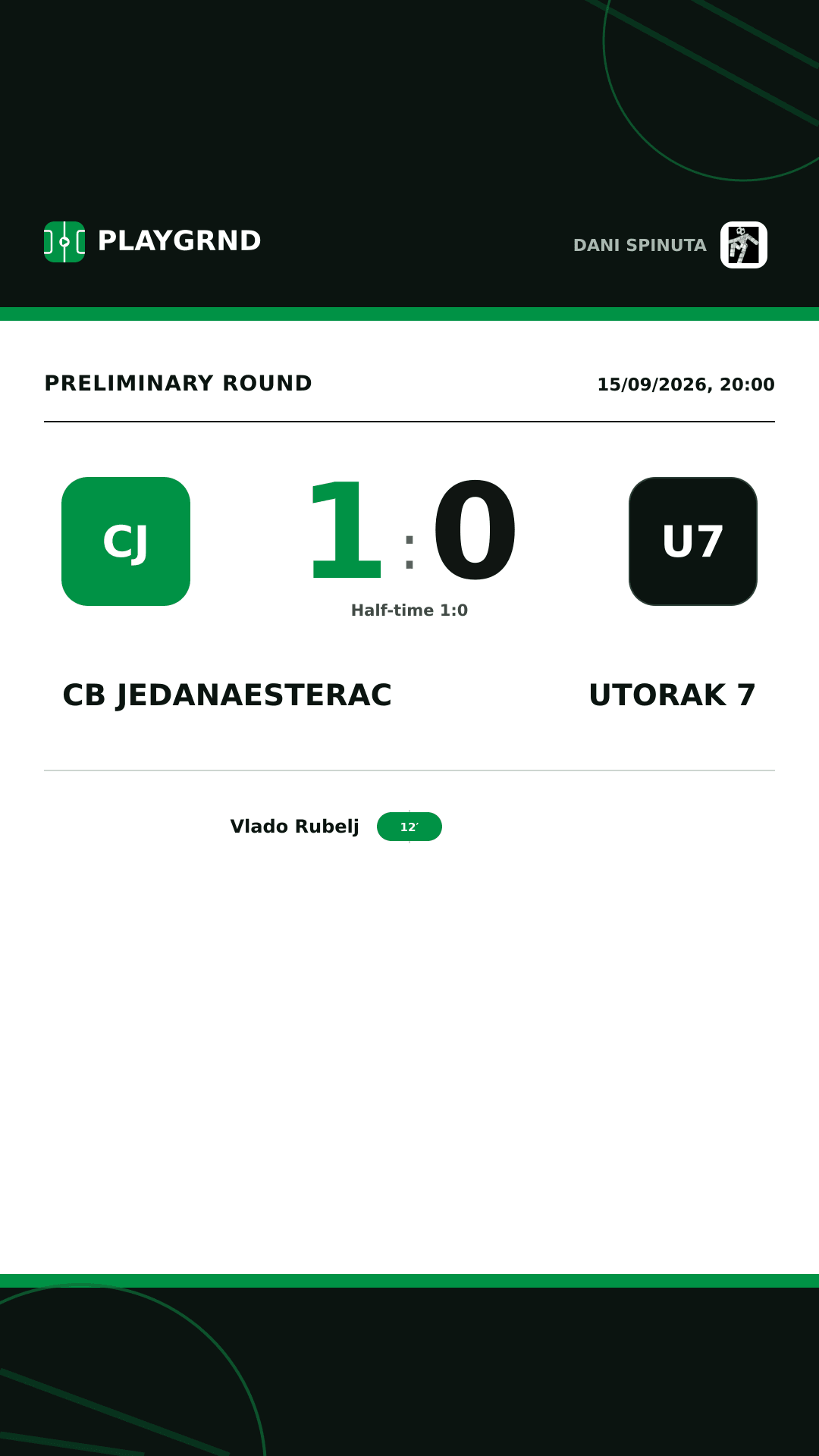 Instagram artwork: CB Jedanaesterac 1:0 Utorak 7