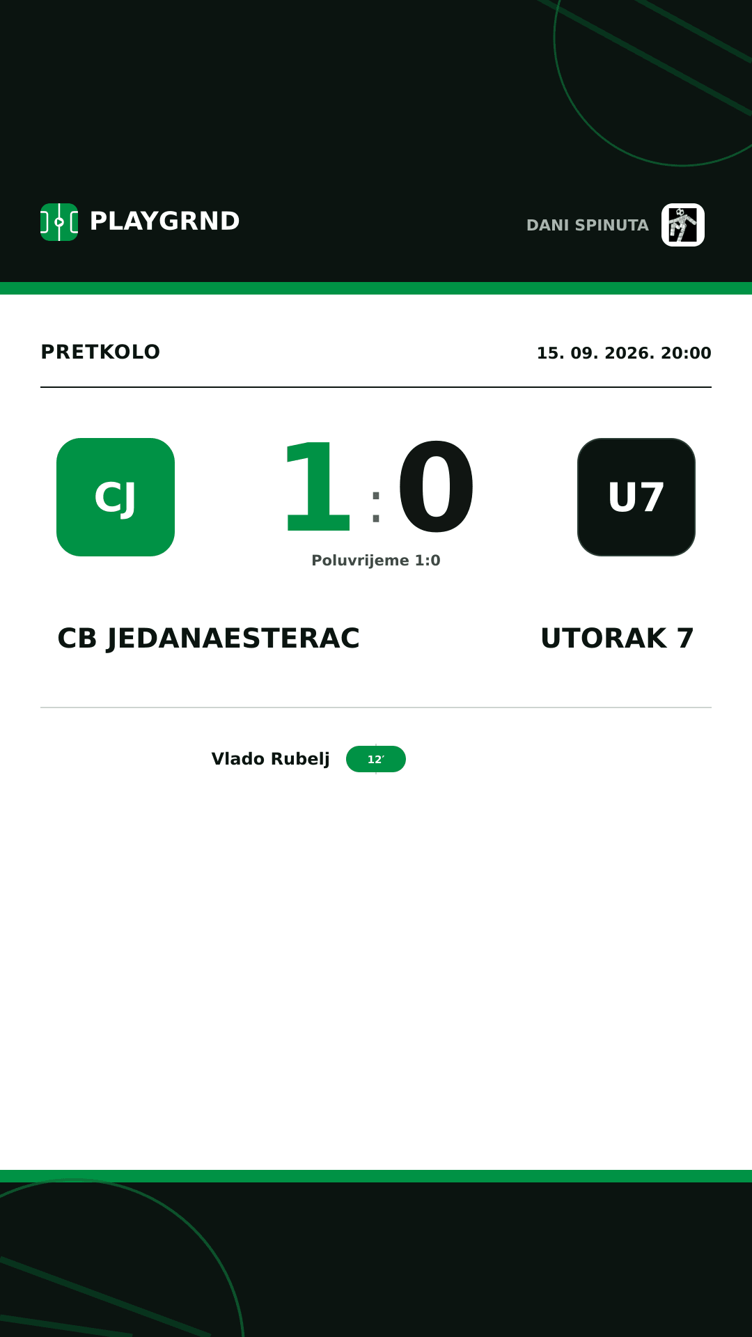 Instagram slika: CB Jedanaesterac 1:0 Utorak 7
