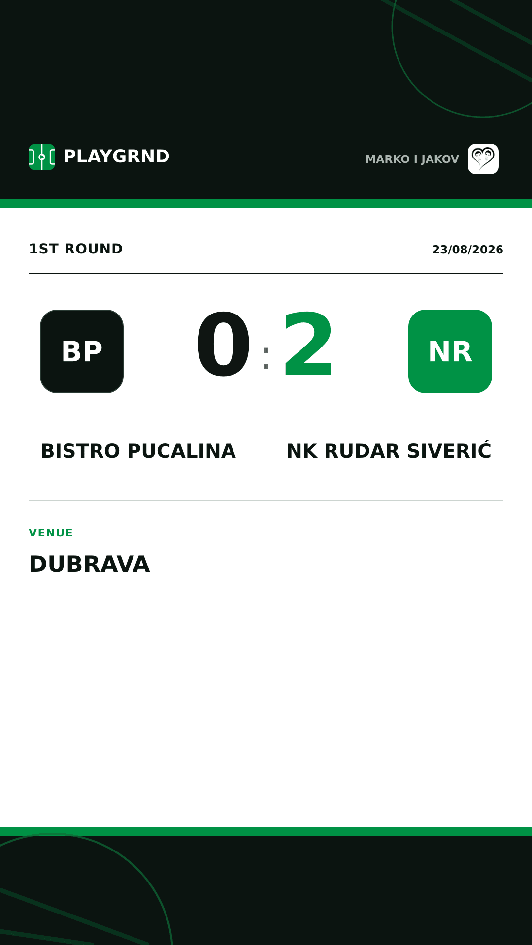 Instagram artwork: Bistro Pucalina 0:2 NK Rudar Siverić