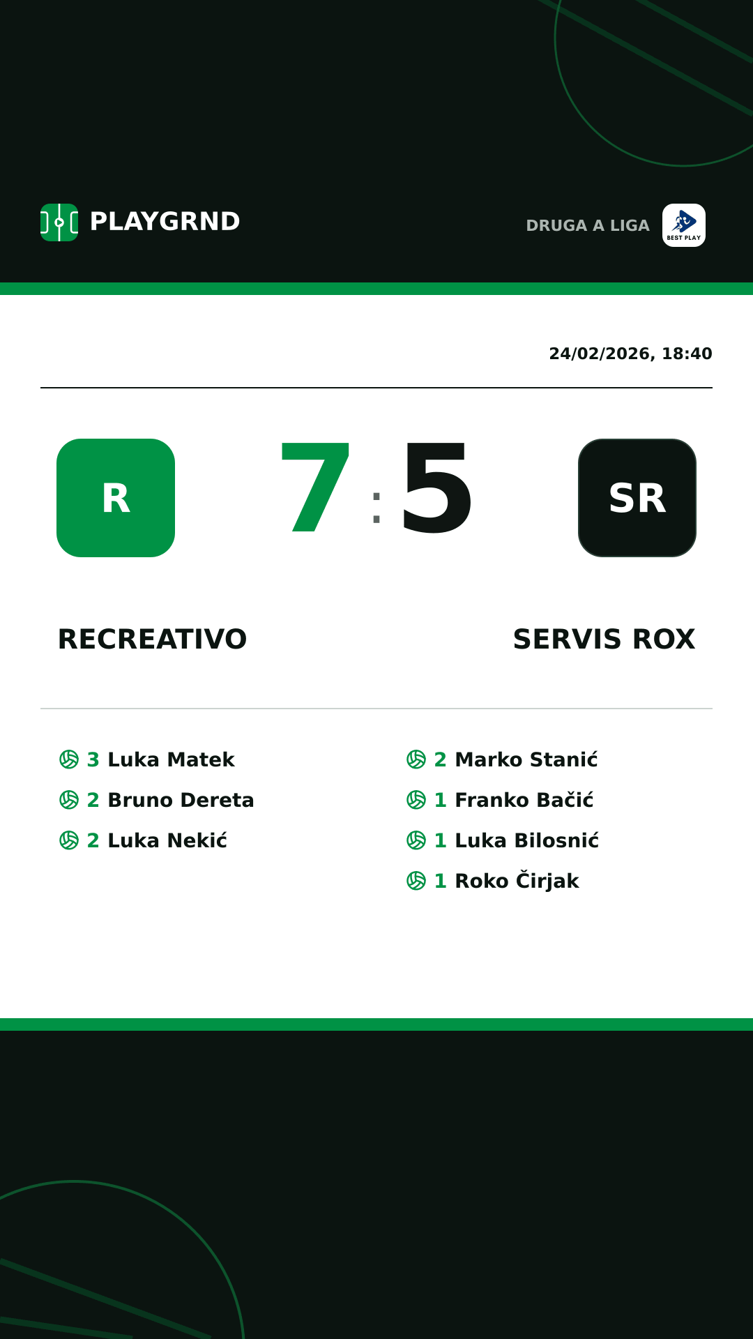Instagram artwork: Recreativo 7:5 Servis Rox