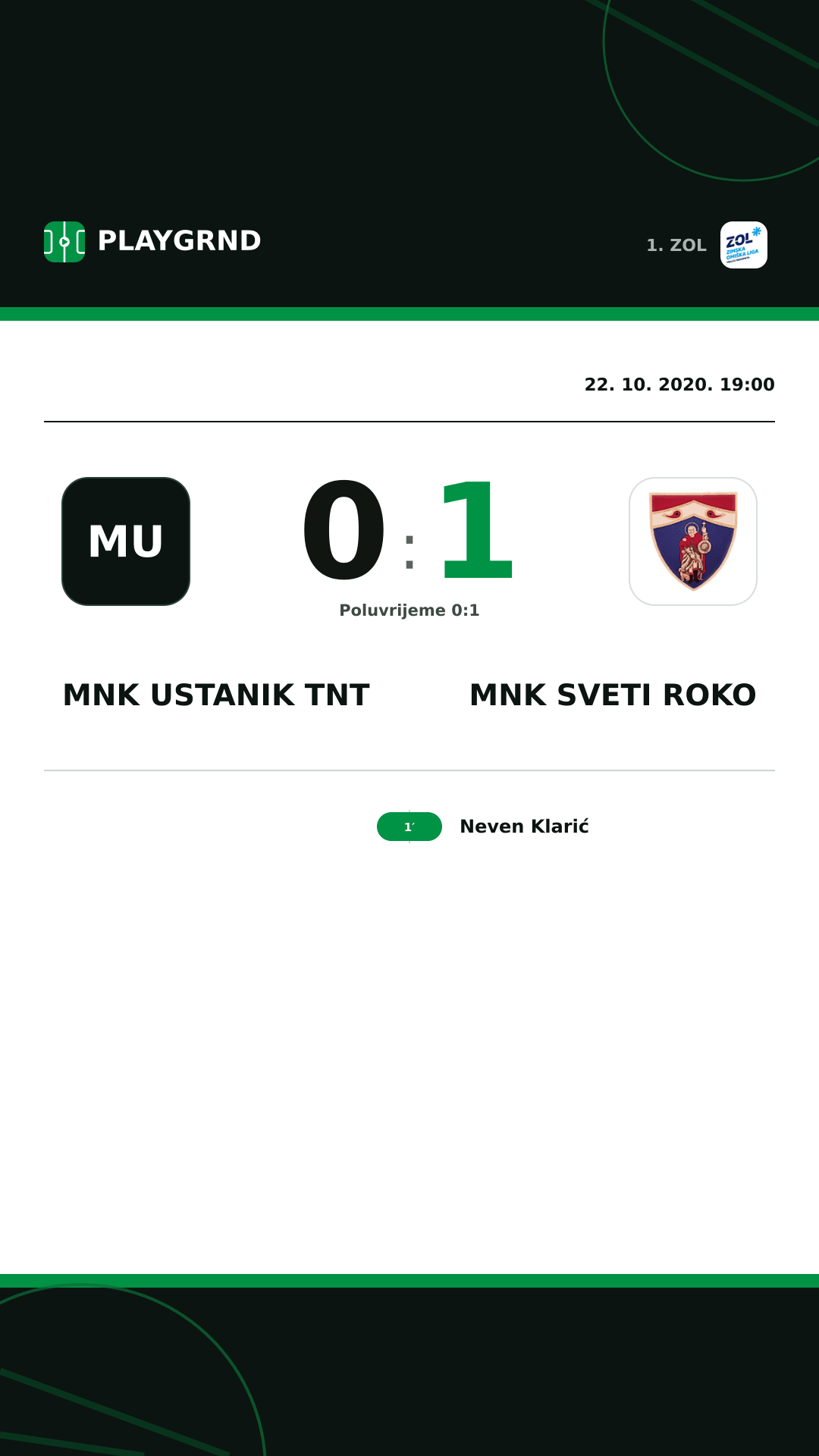 Instagram slika: MNK Ustanik TNT 0:1 MNK Sveti Roko