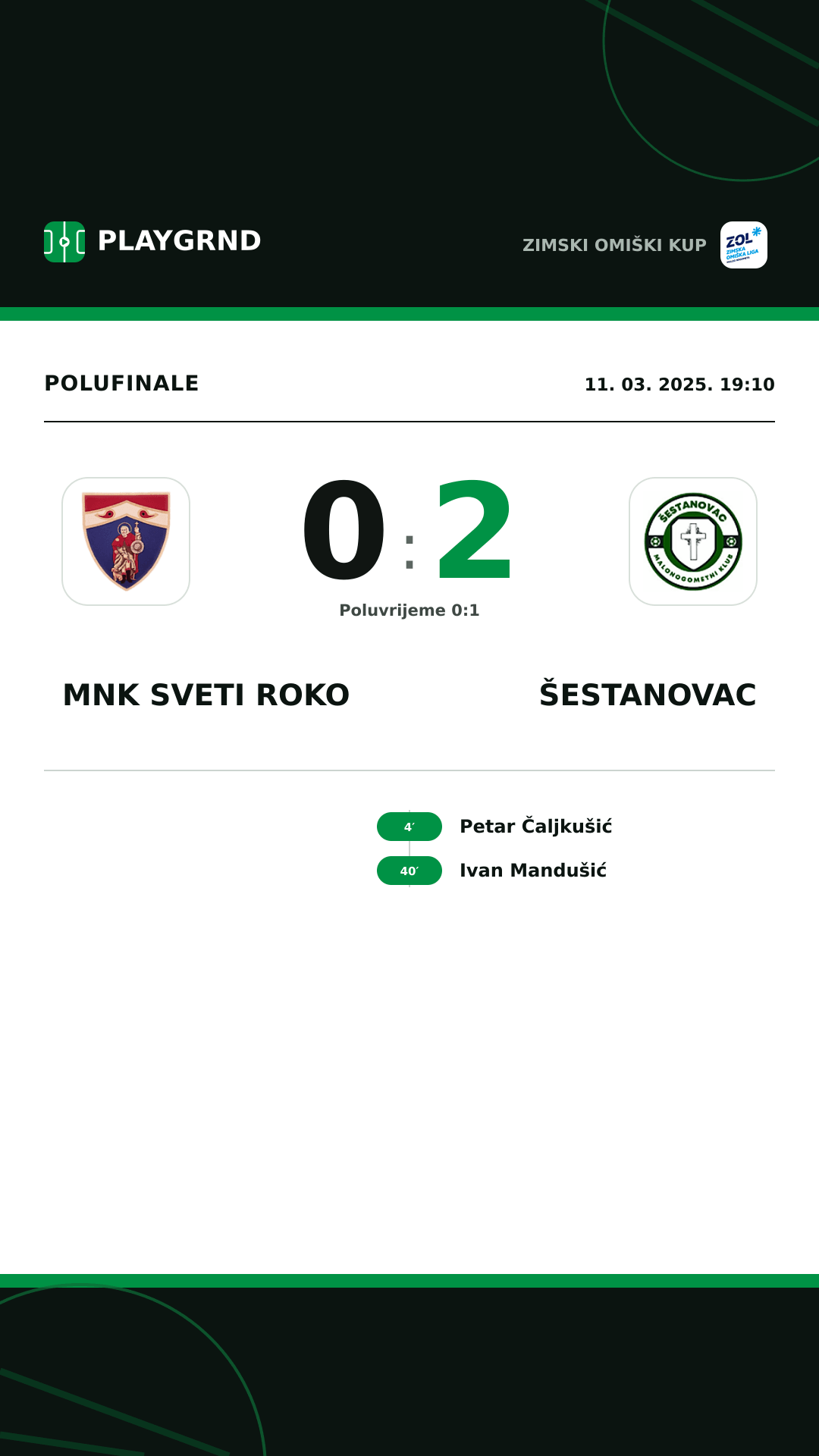 Instagram slika: MNK Sveti Roko 0:2 Šestanovac
