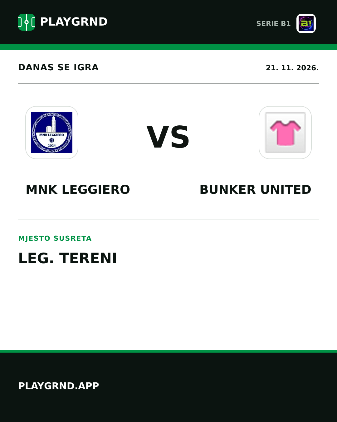 Instagram slika: MNK Leggiero vs Bunker United