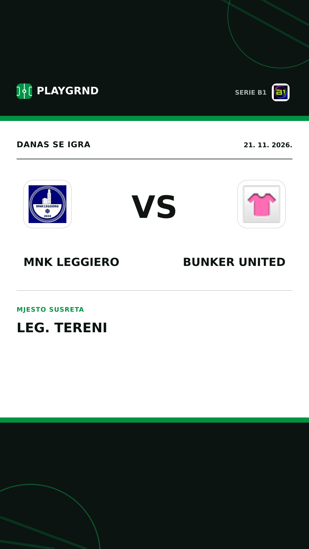 Instagram slika: MNK Leggiero vs Bunker United