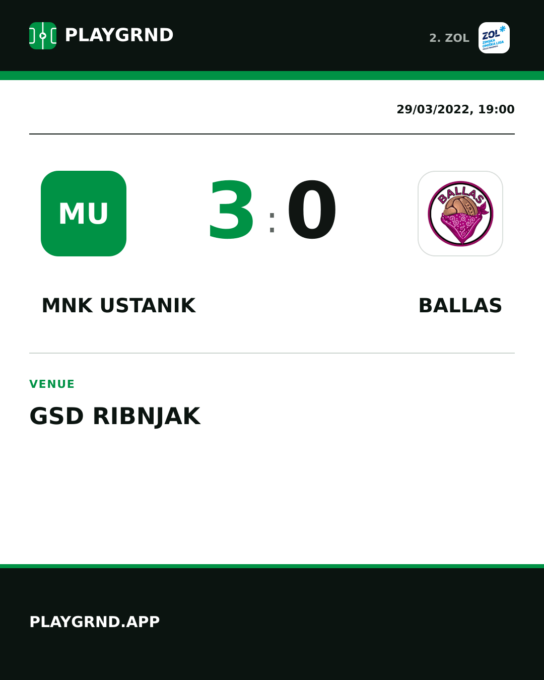 Instagram artwork: MNK Ustanik 3:0 Ballas