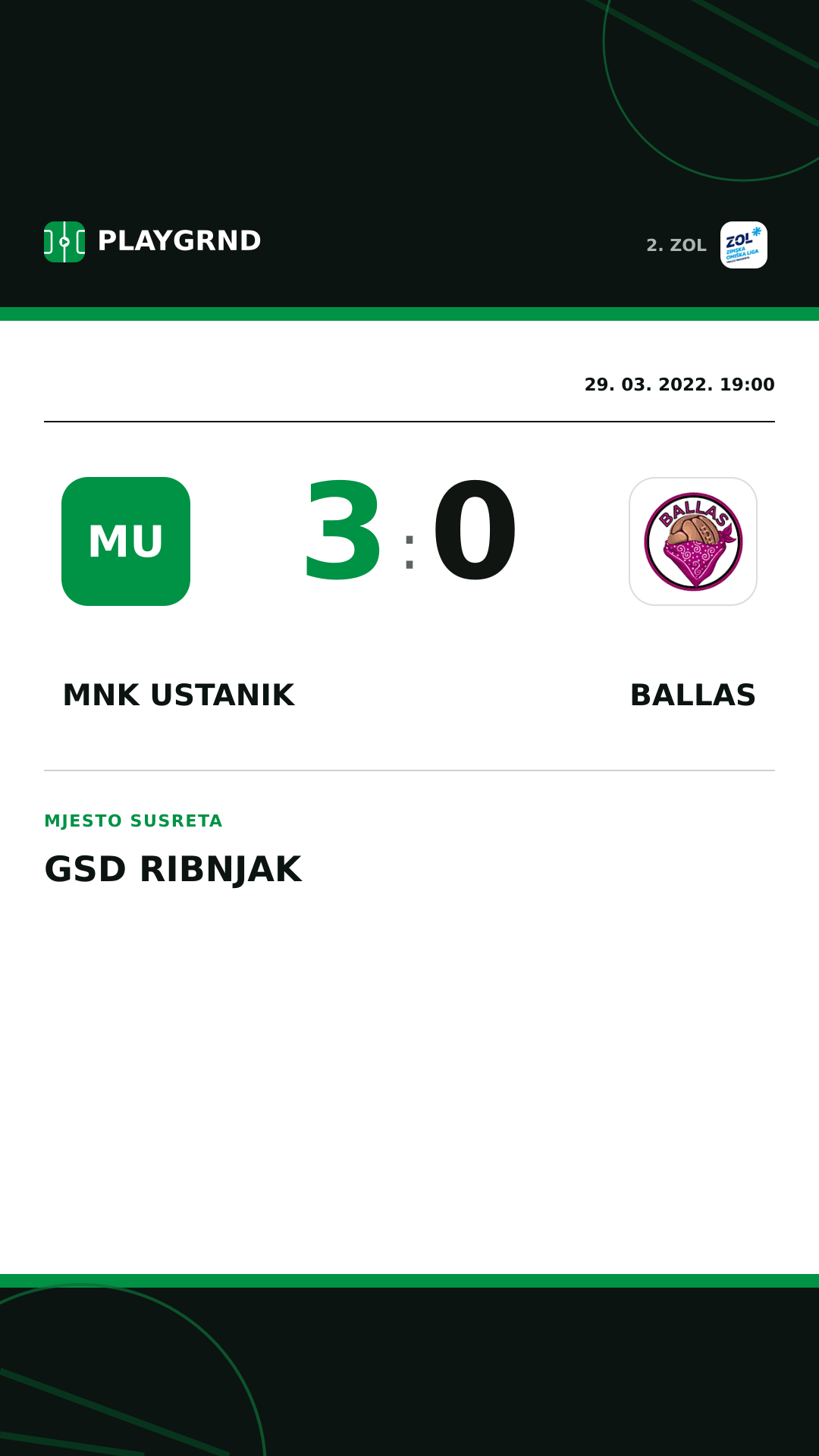 Instagram slika: MNK Ustanik 3:0 Ballas