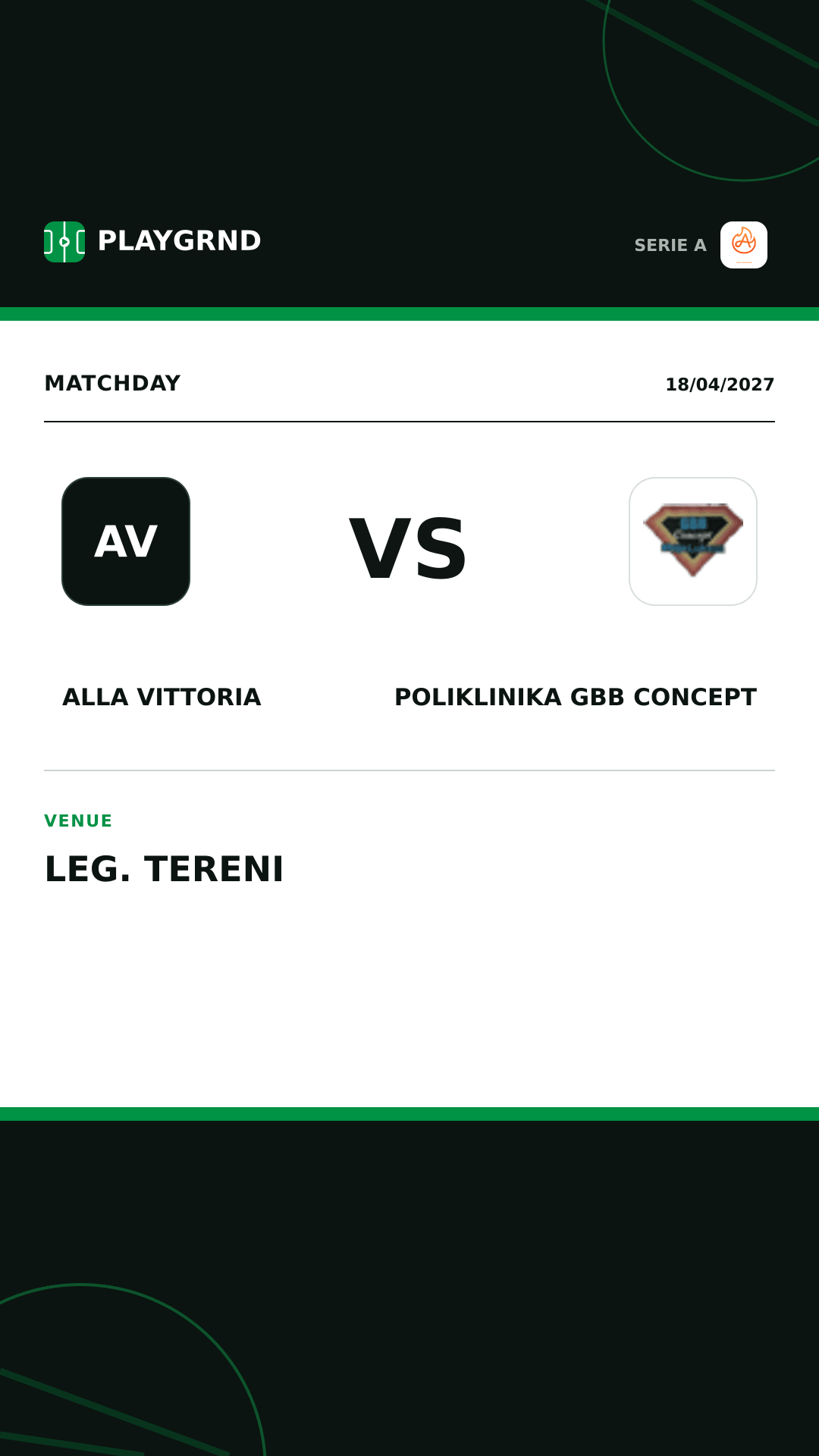 Instagram artwork: Alla Vittoria vs Poliklinika Gbb Concept