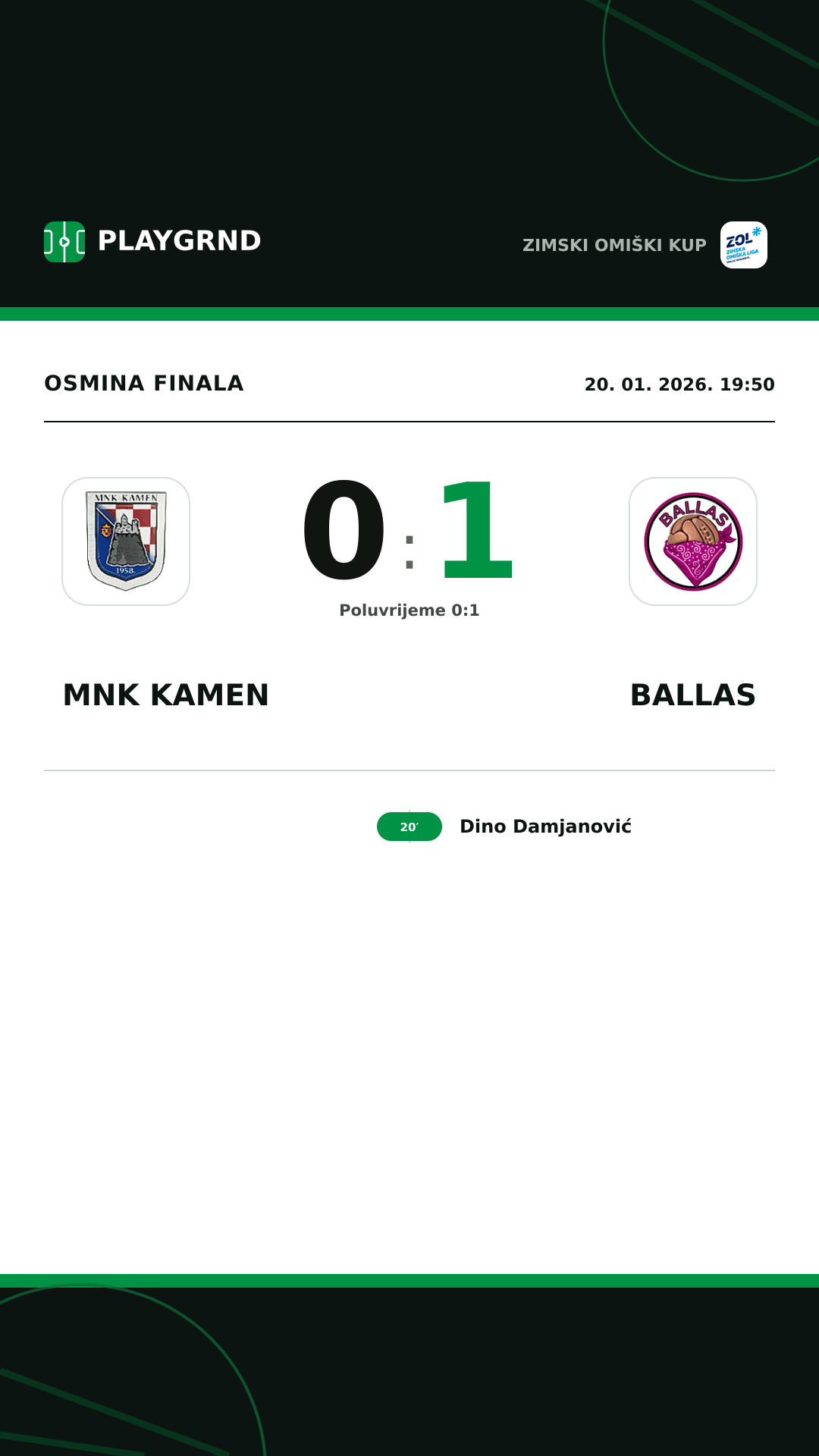 Instagram slika: MNK Kamen 0:1 Ballas