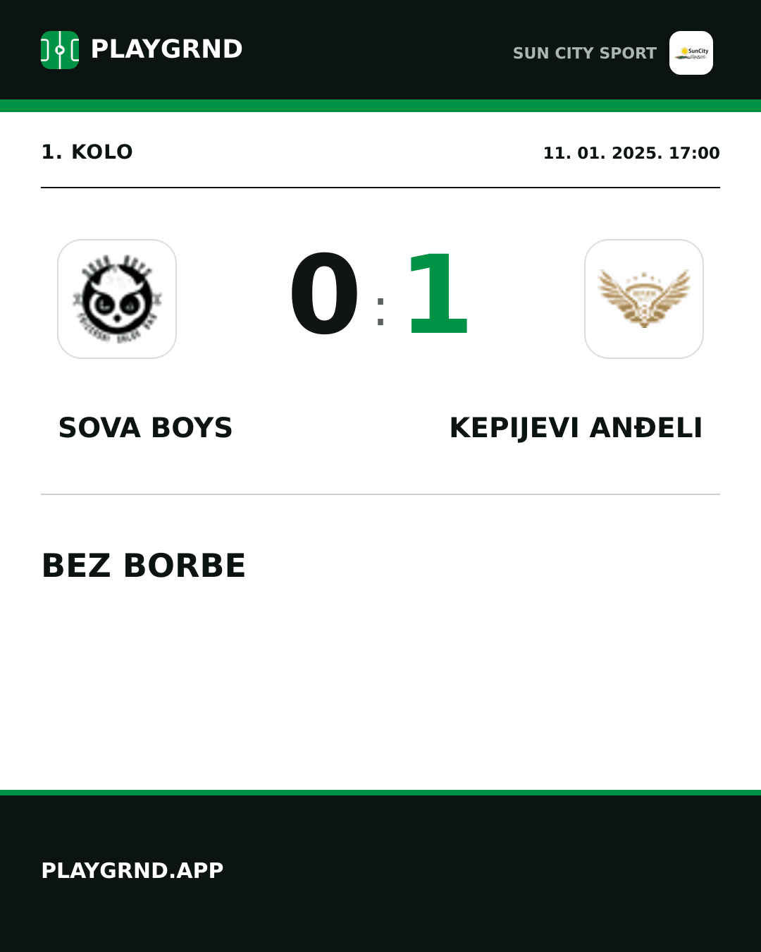 Instagram slika: Sova Boys 0:1 Kepijevi Anđeli