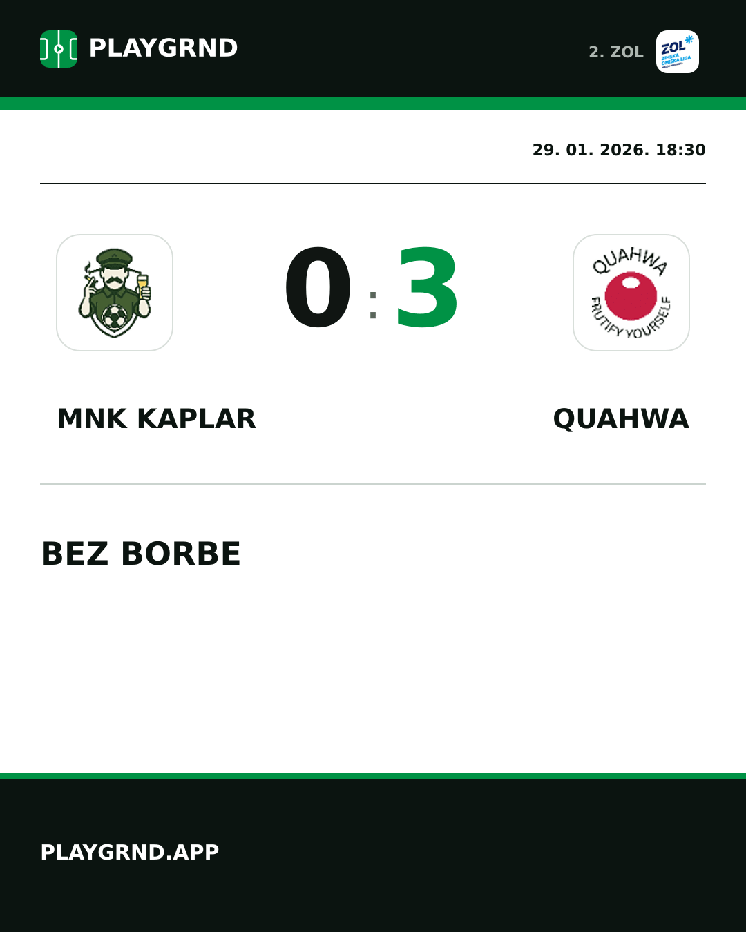 Instagram slika: MNK Kaplar 0:3 QUAHWA