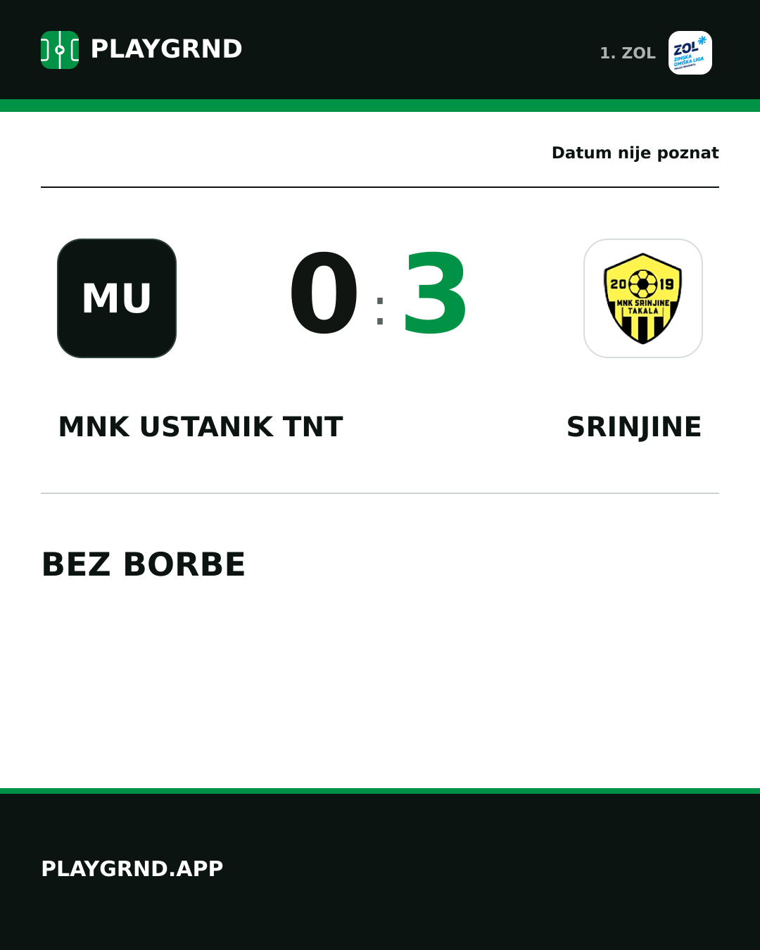 Instagram slika: MNK Ustanik TNT 0:3 Srinjine