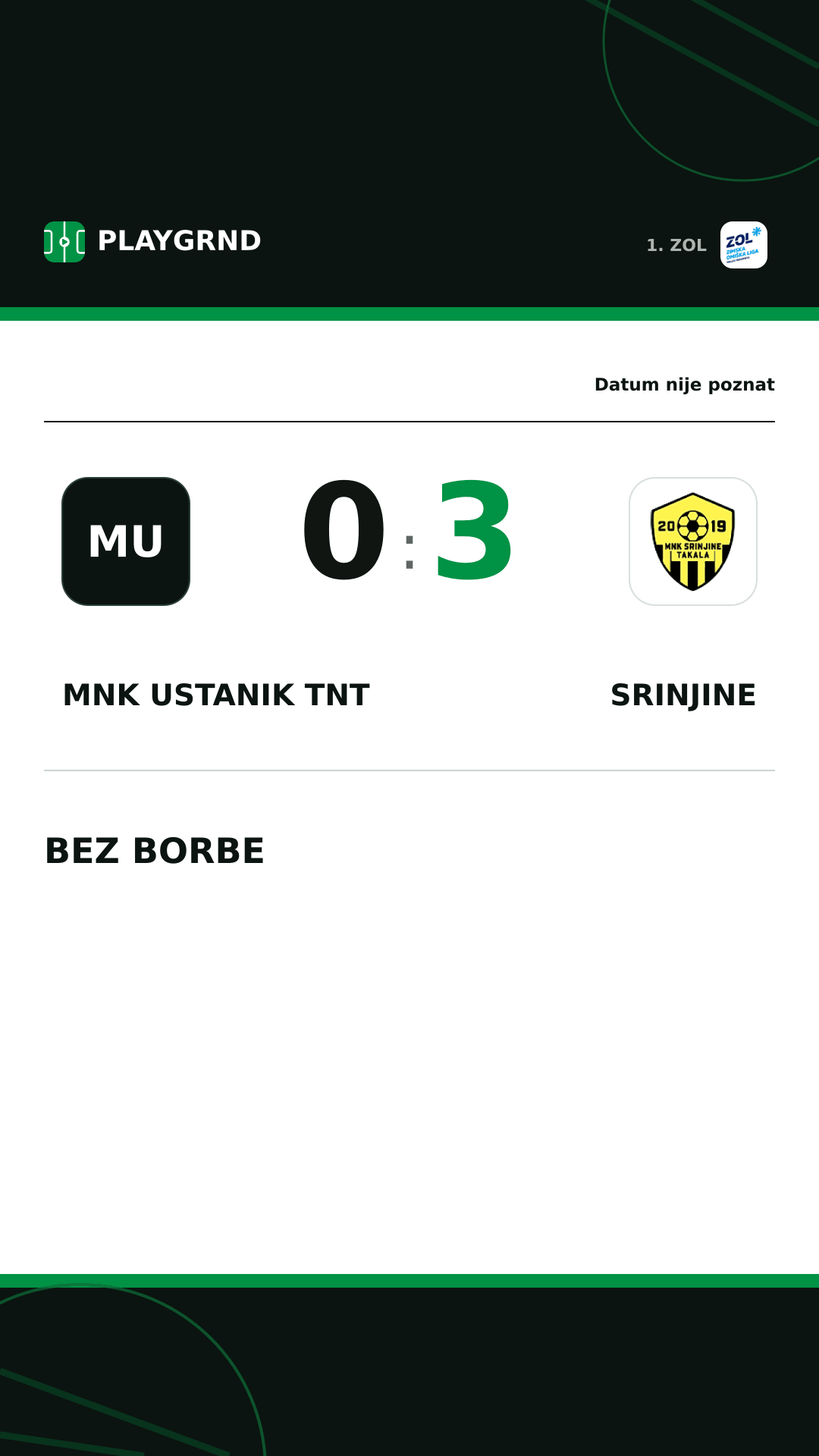 Instagram slika: MNK Ustanik TNT 0:3 Srinjine