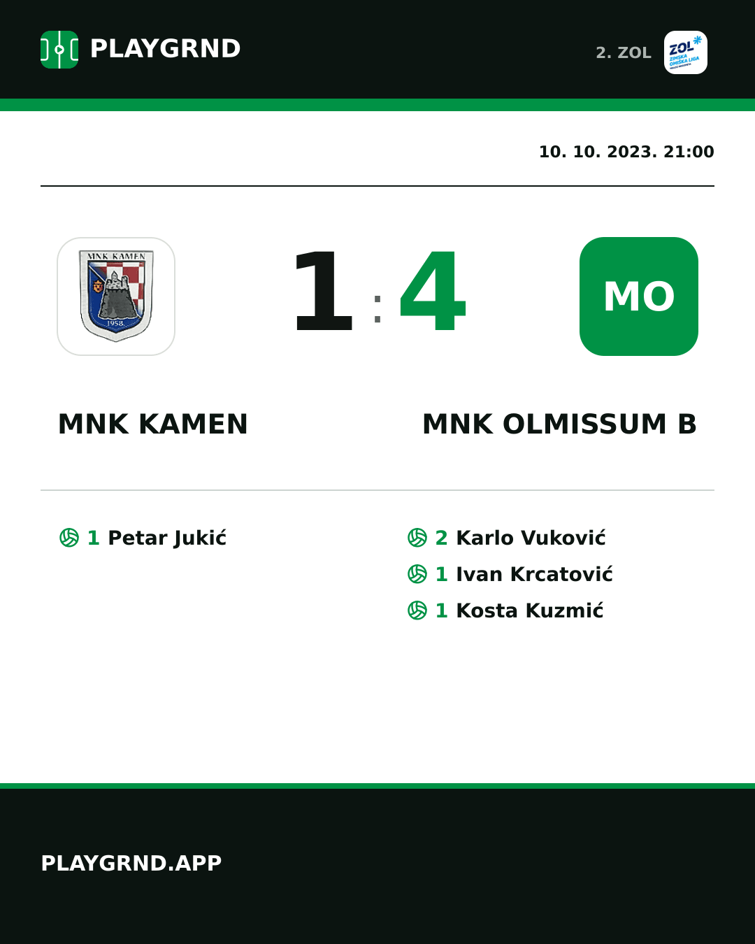 Instagram slika: MNK Kamen 1:4 MNK Olmissum B