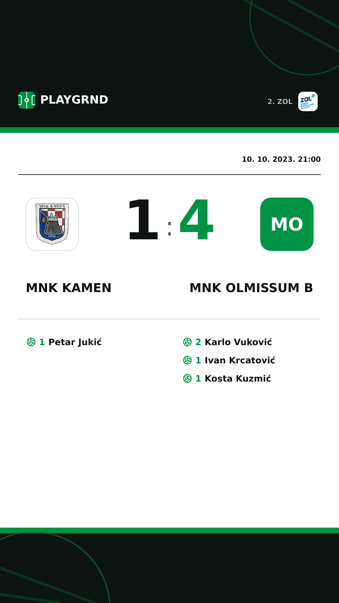 Instagram slika: MNK Kamen 1:4 MNK Olmissum B