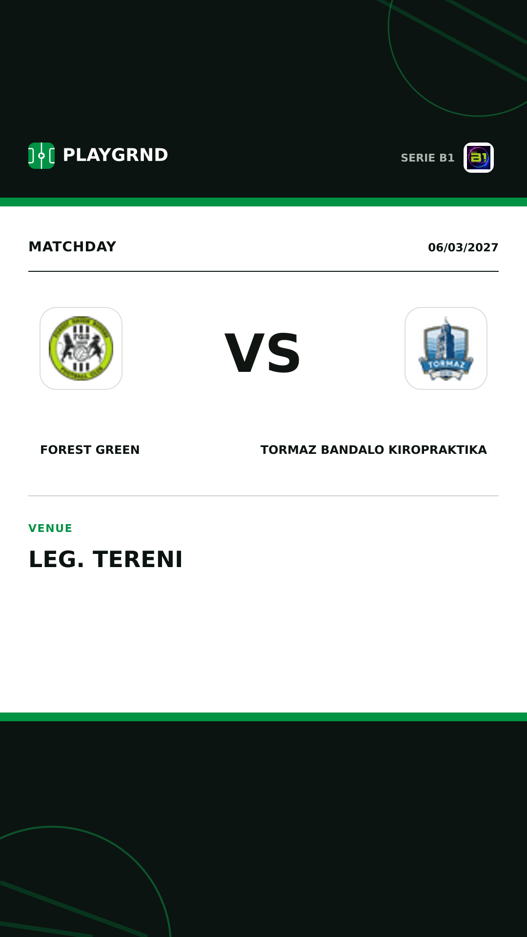 Instagram artwork: Forest Green vs Tormaz Bandalo Kiropraktika