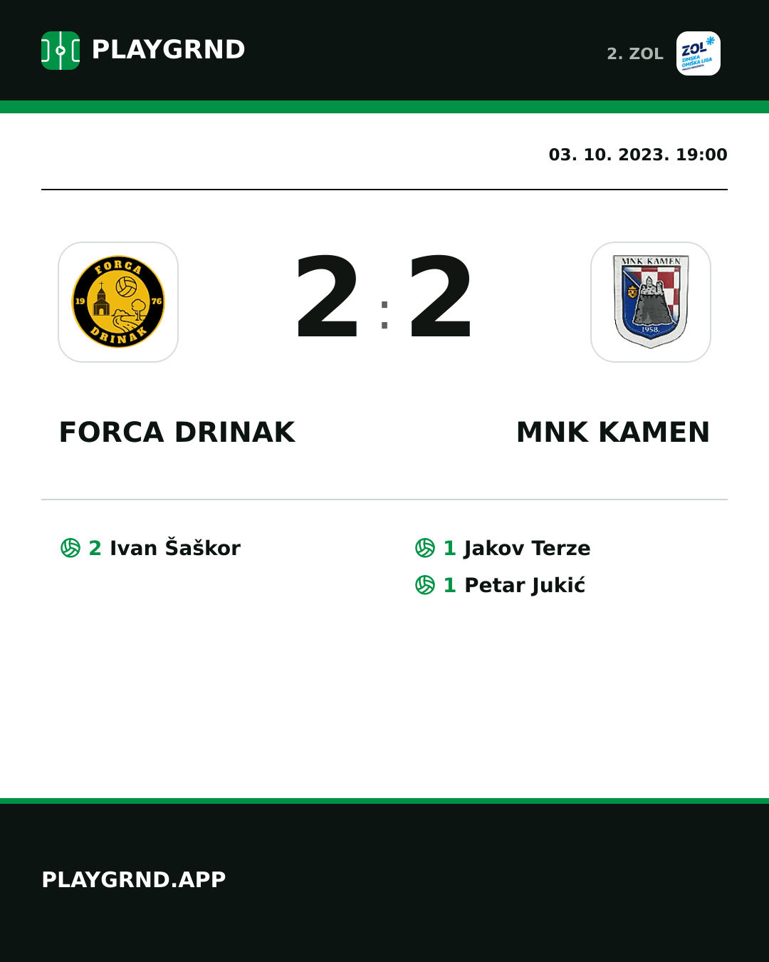 Instagram slika: Forca Drinak 2:2 MNK Kamen