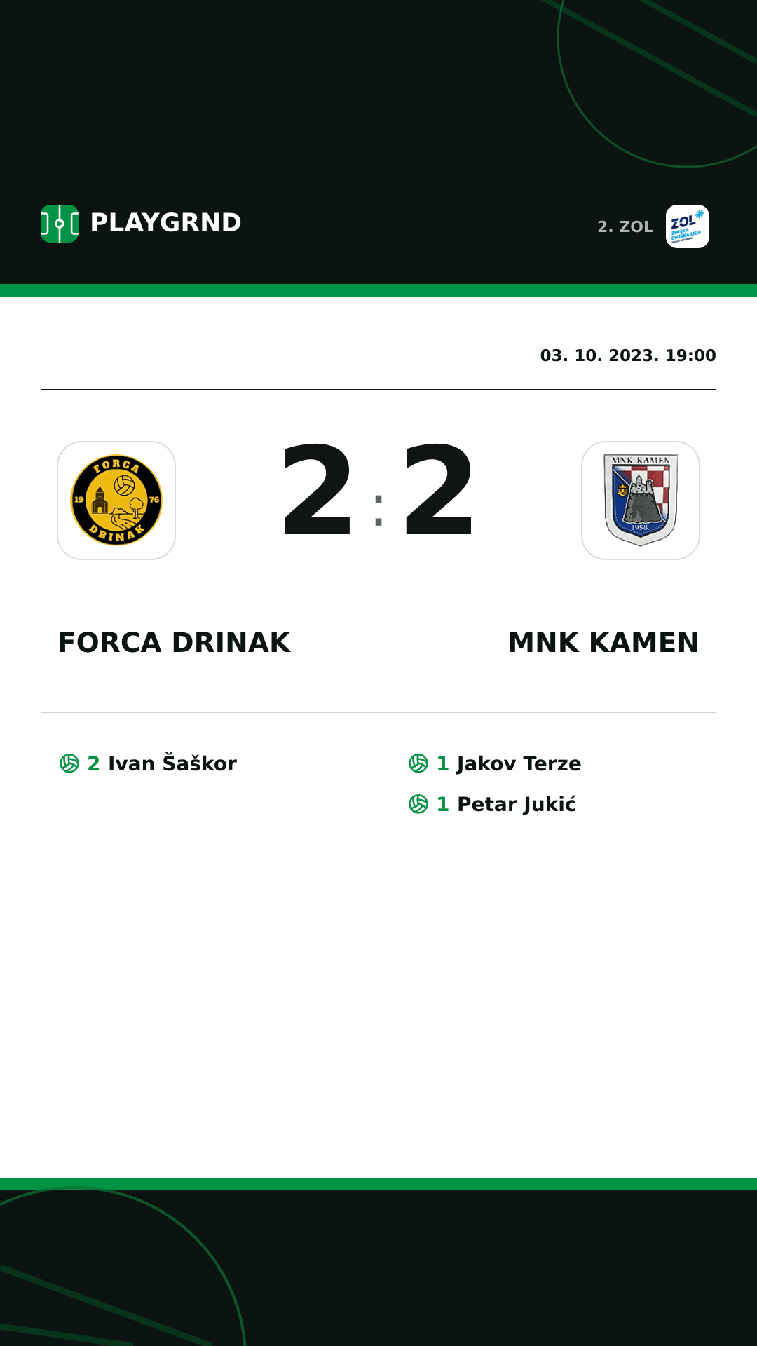 Instagram slika: Forca Drinak 2:2 MNK Kamen