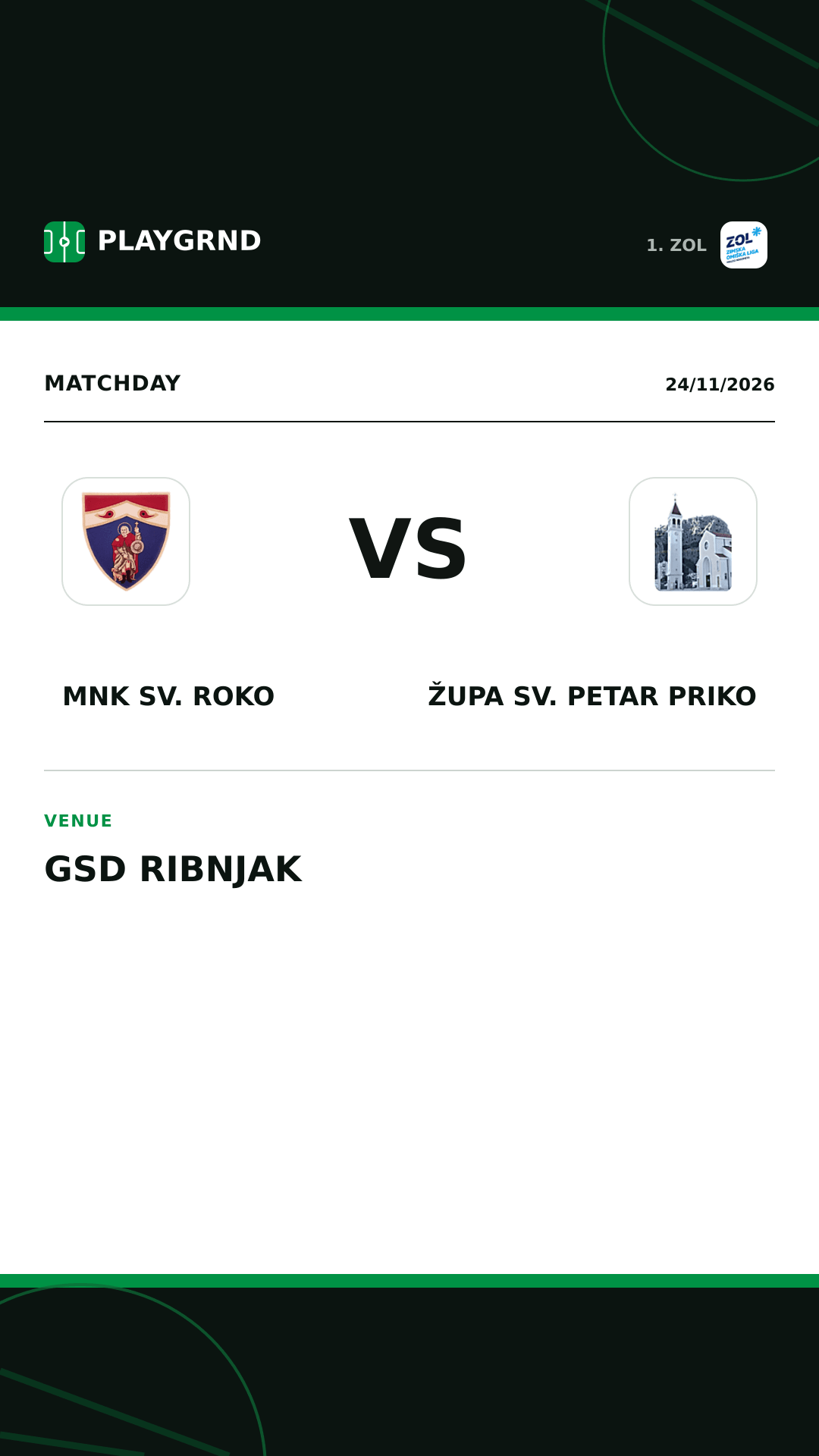Instagram artwork: MNK Sv. Roko vs Župa Sv. Petar Priko