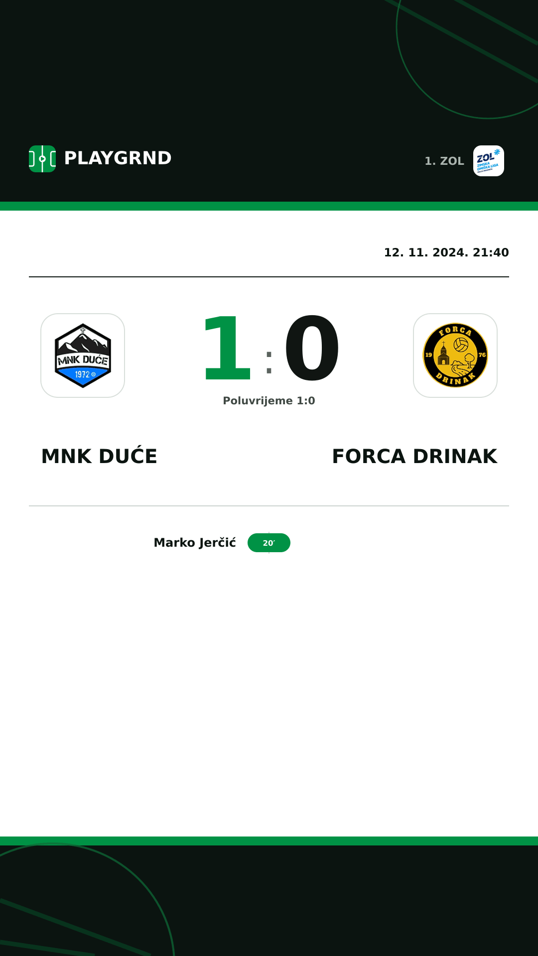 Instagram slika: MNK Duće 1:0 Forca Drinak