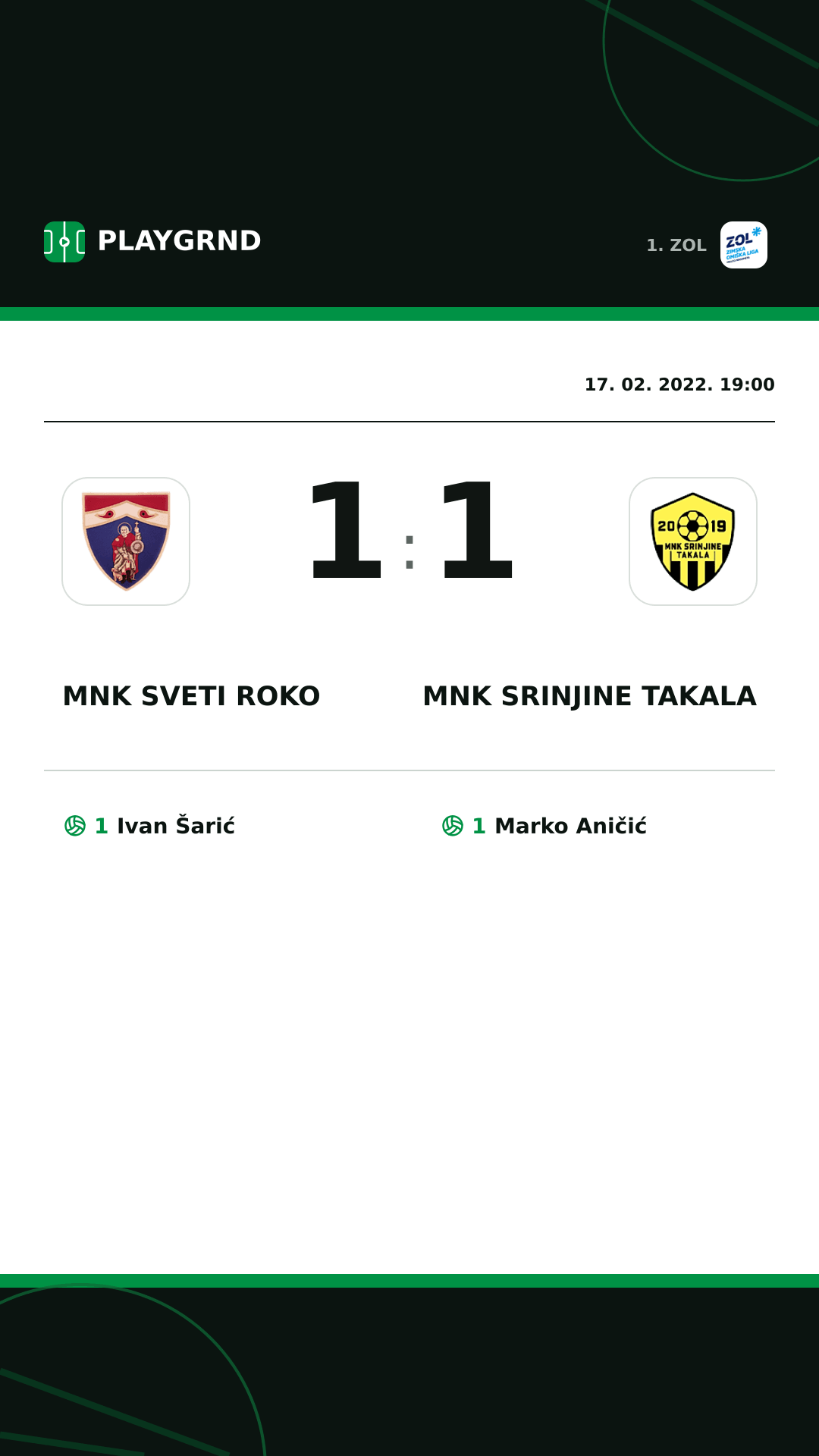 Instagram slika: MNK Sveti Roko 1:1 MNK Srinjine Takala